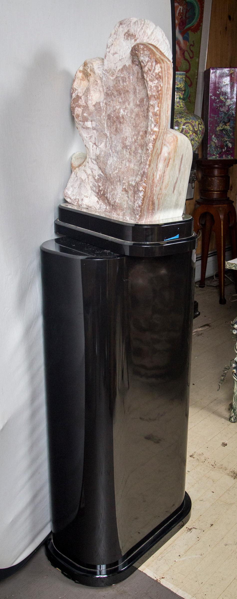 Modern Marble Sculpture on Custom Made Lacquer Pedestal In Good Condition For Sale In Woodbury, CT