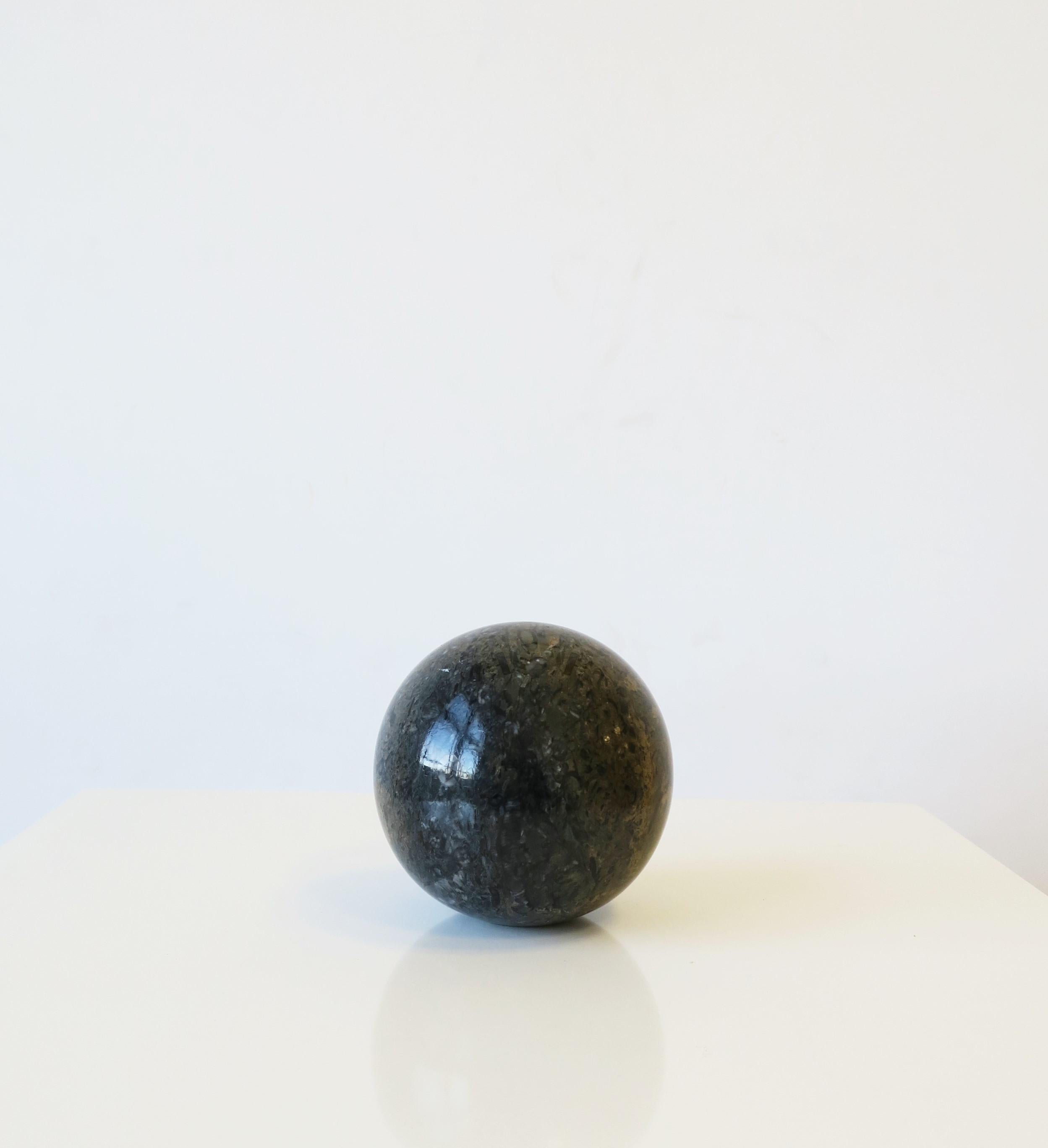 Polished Modern Art Deco Marble Sphere Black and other Hues, circa 1970s
