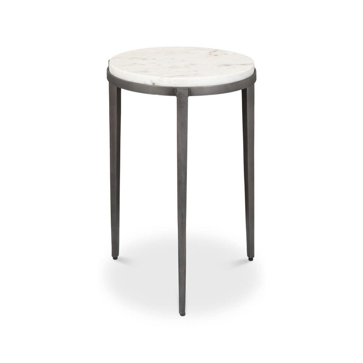 Asian Modern Marble Top Accent Table For Sale