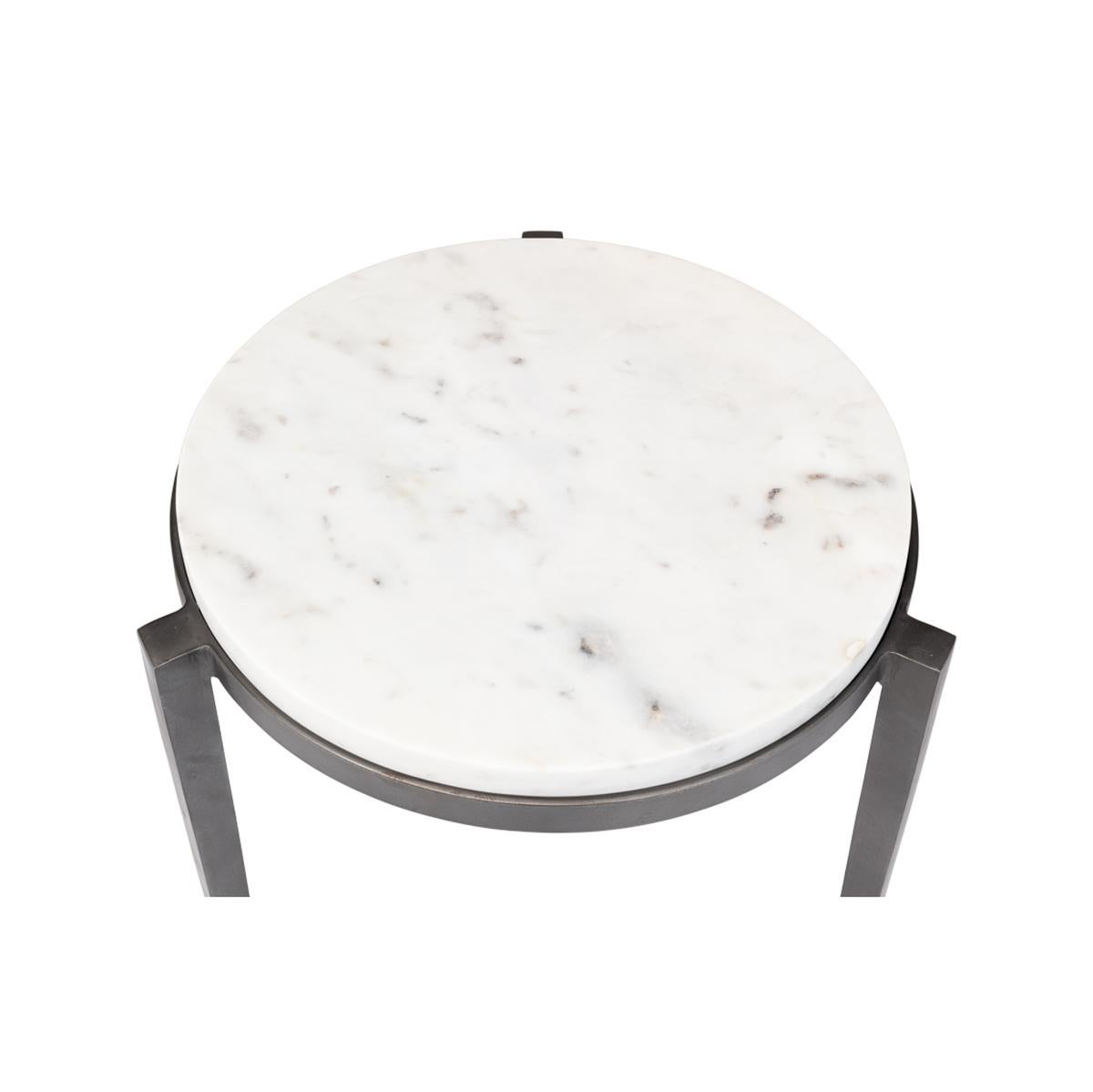 Contemporary Modern Marble Top Accent Table For Sale