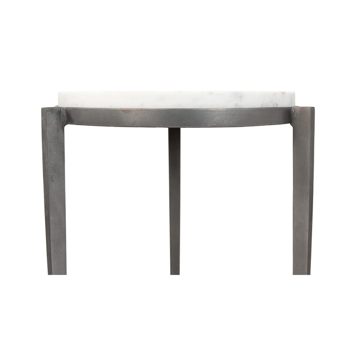 Metal Modern Marble Top Accent Table For Sale