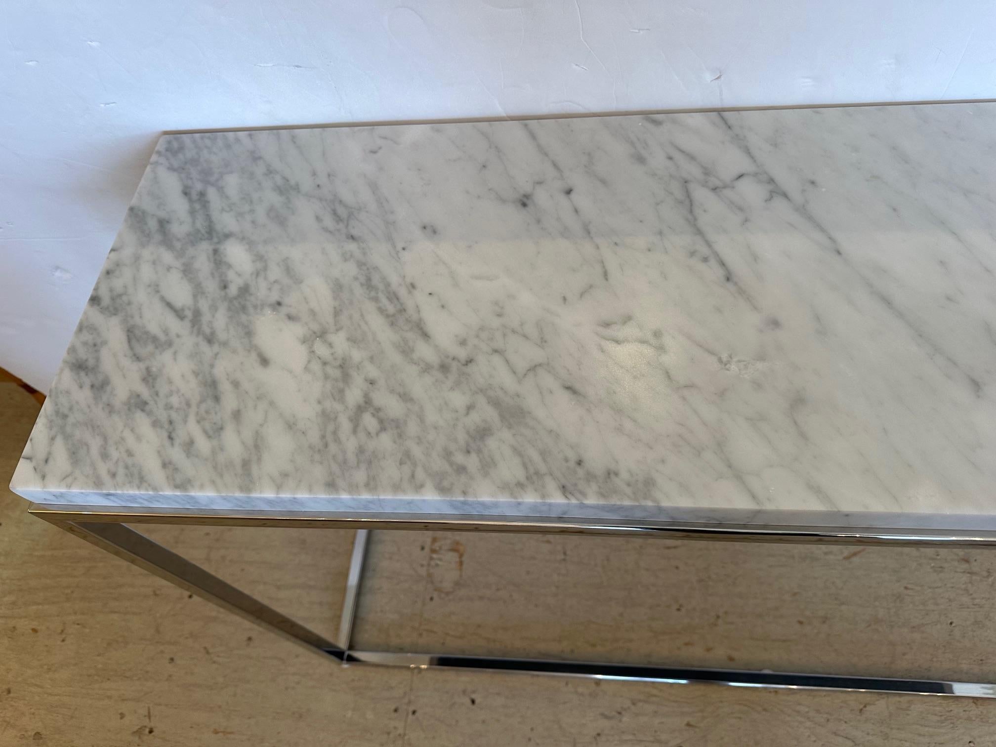 Modern Marble Top and Chrome Console Table In Good Condition For Sale In Hopewell, NJ
