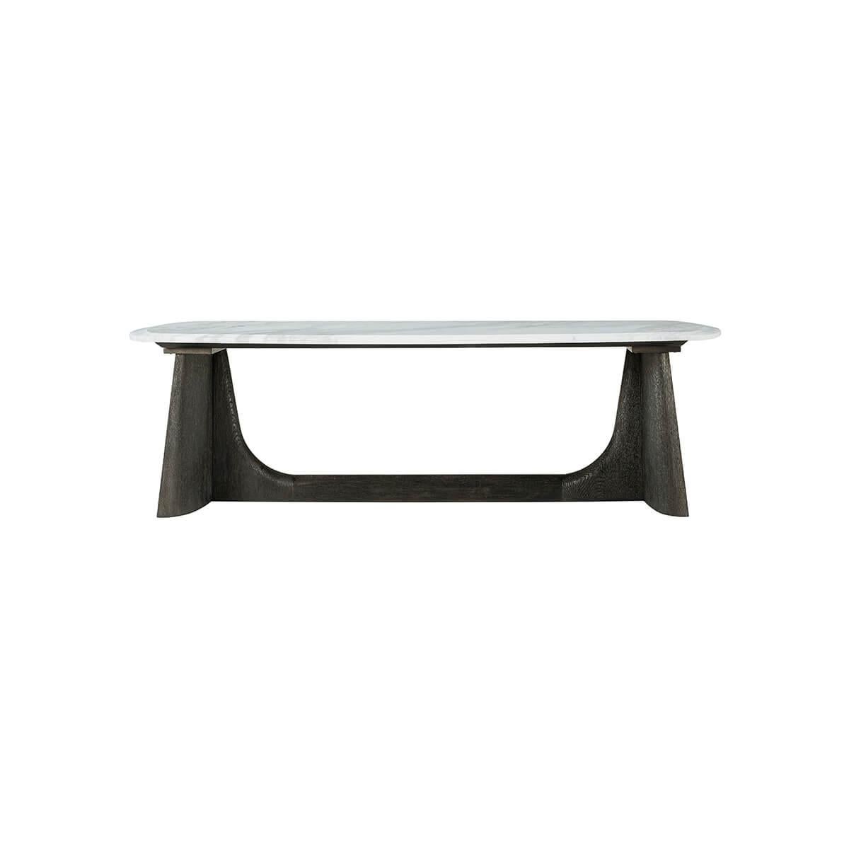Vietnamese Modern Marble Top Charcoal Coffee Table For Sale