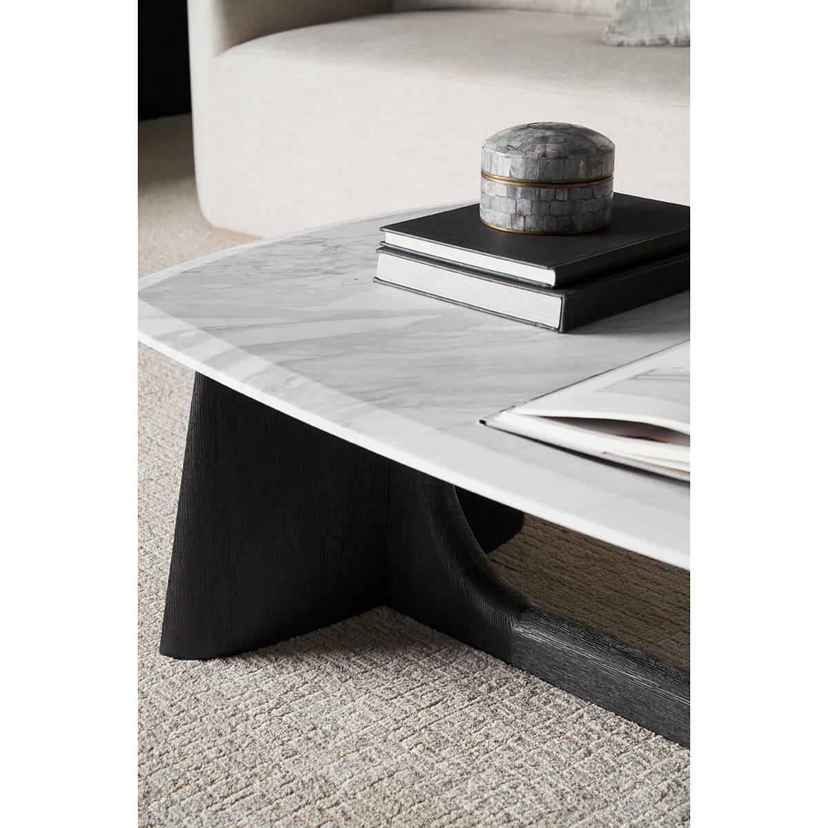 Modern Marble Top Charcoal Coffee Table For Sale 2