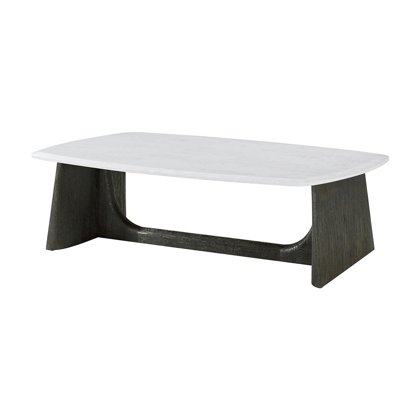 Table basse moderne à plateau en quartz anthracite