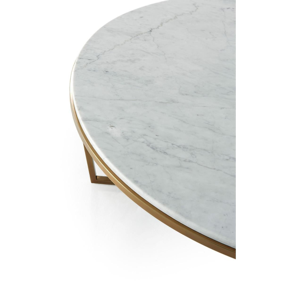 Contemporary Modern Marble Top Cocktail Table For Sale