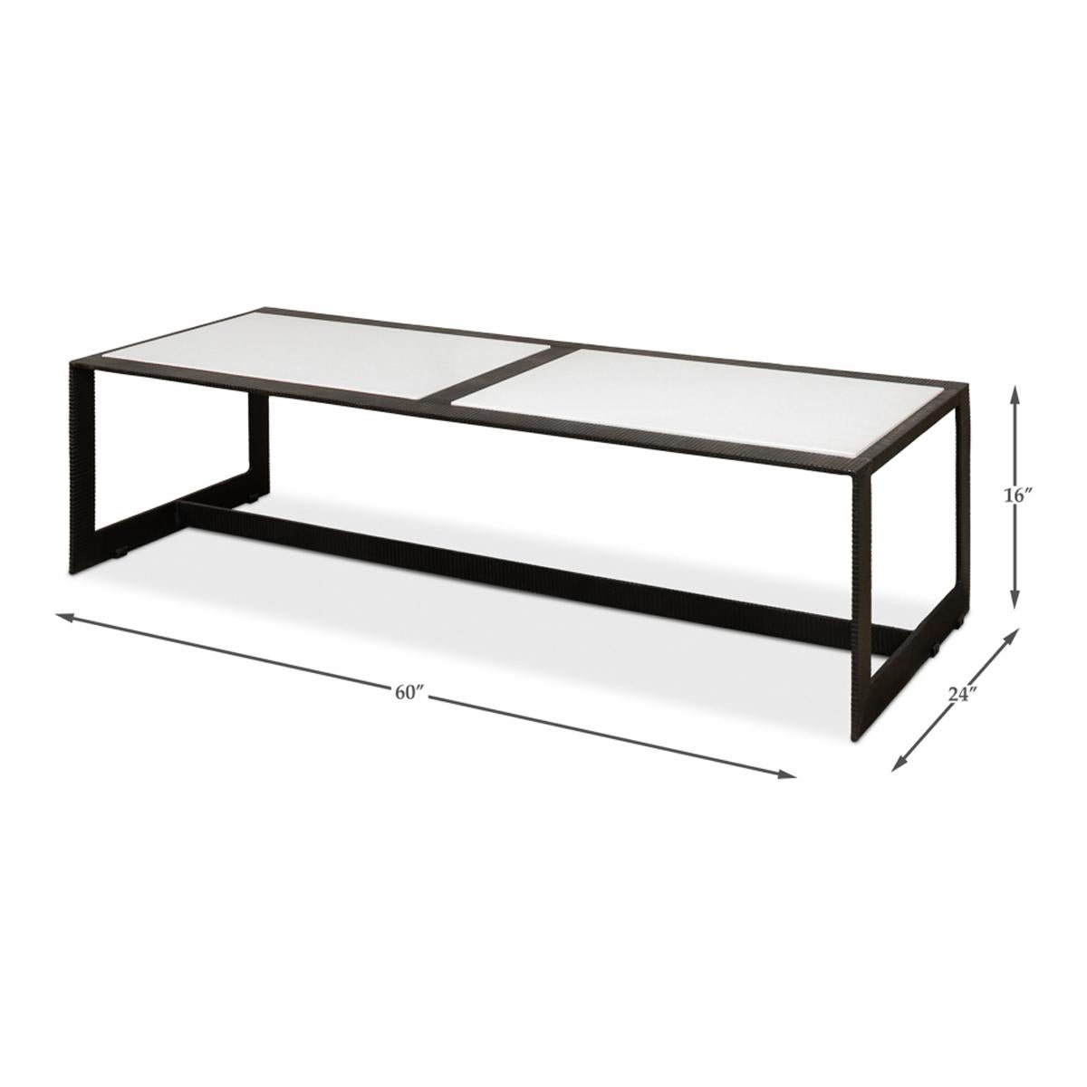 Modern Marble Top Iron Coffee Table For Sale 5