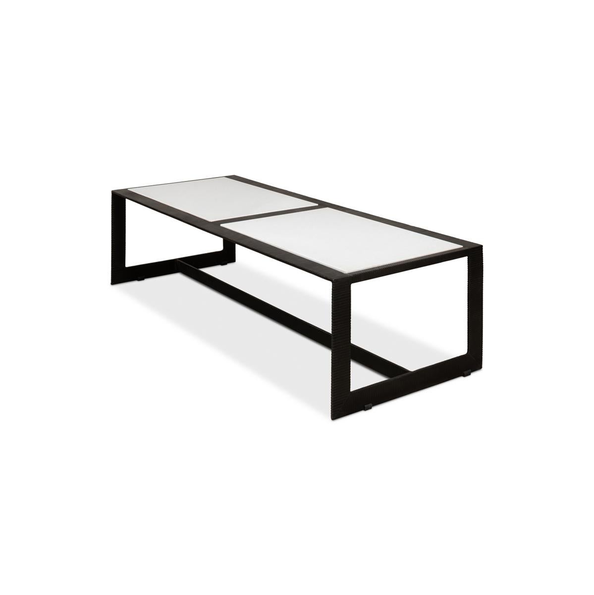 Asian Modern Marble Top Iron Coffee Table For Sale