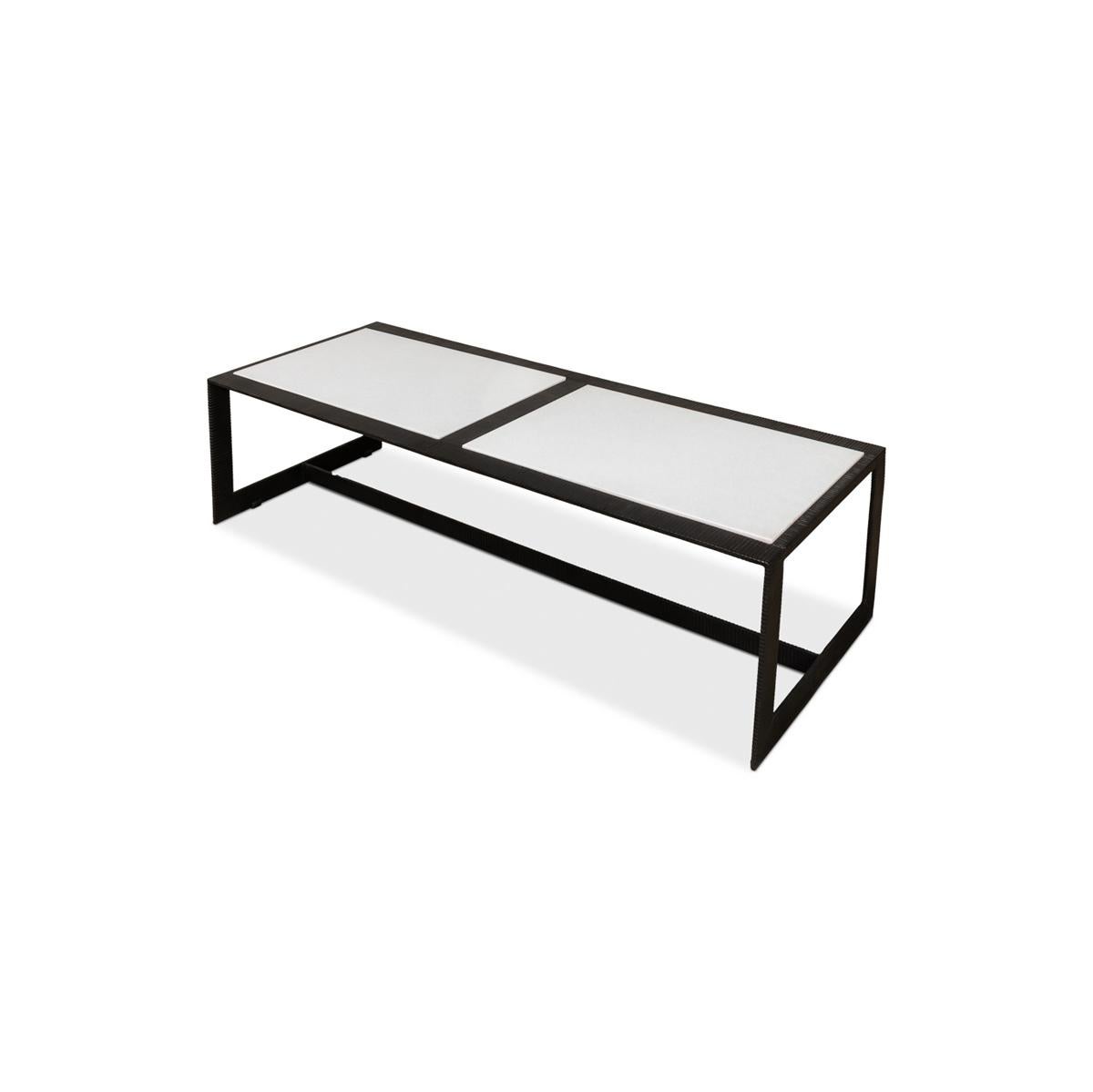 Modern Marble Top Iron Coffee Table In New Condition For Sale In Westwood, NJ