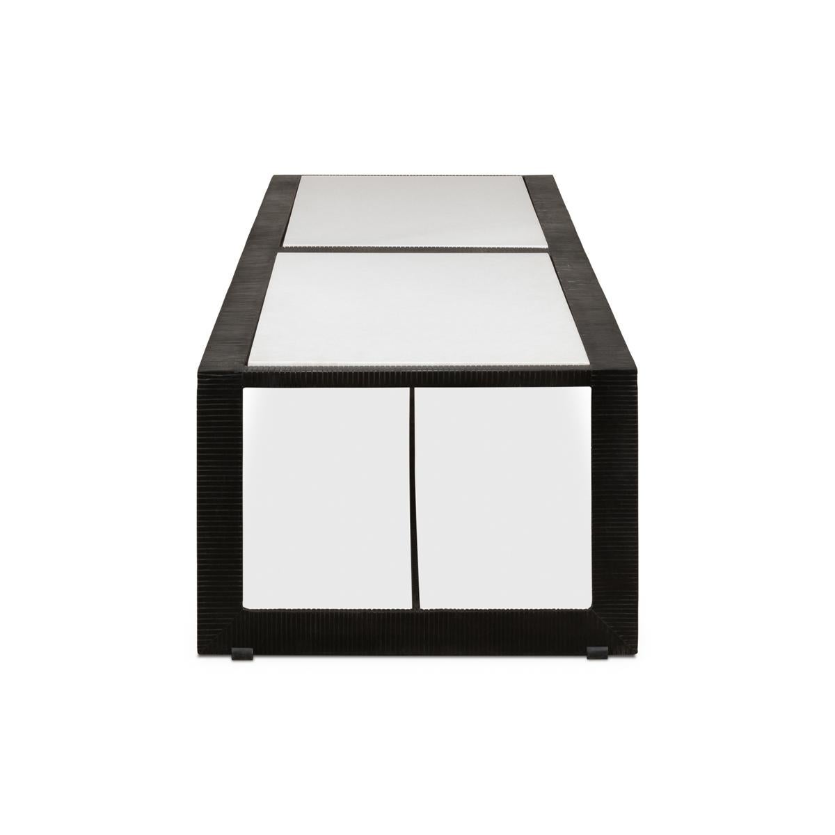 Contemporary Modern Marble Top Iron Coffee Table For Sale