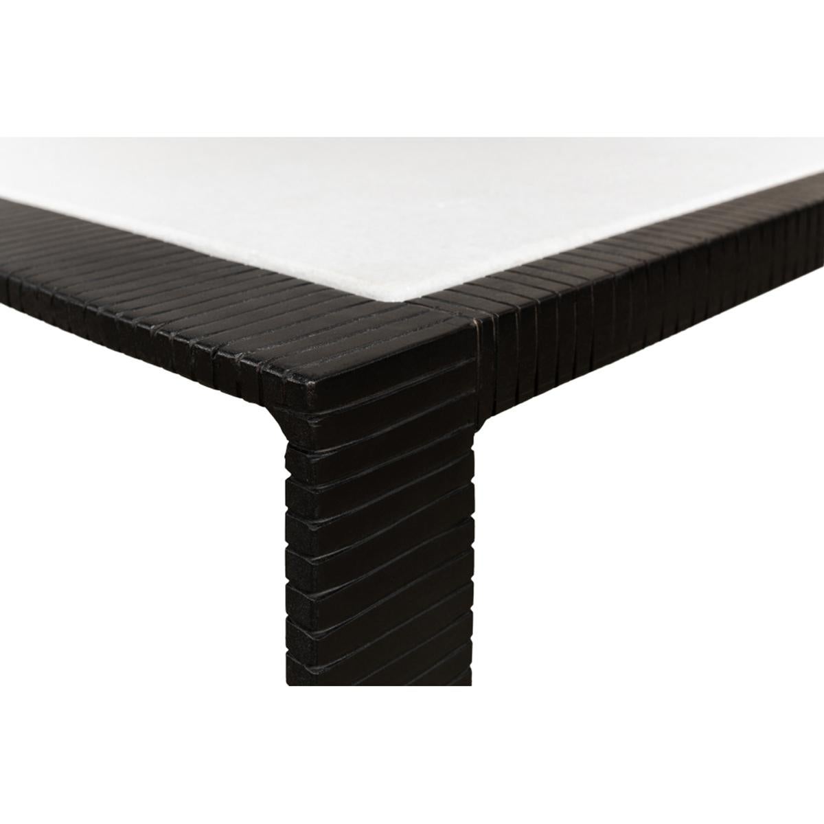 Modern Marble Top Iron Coffee Table For Sale 2