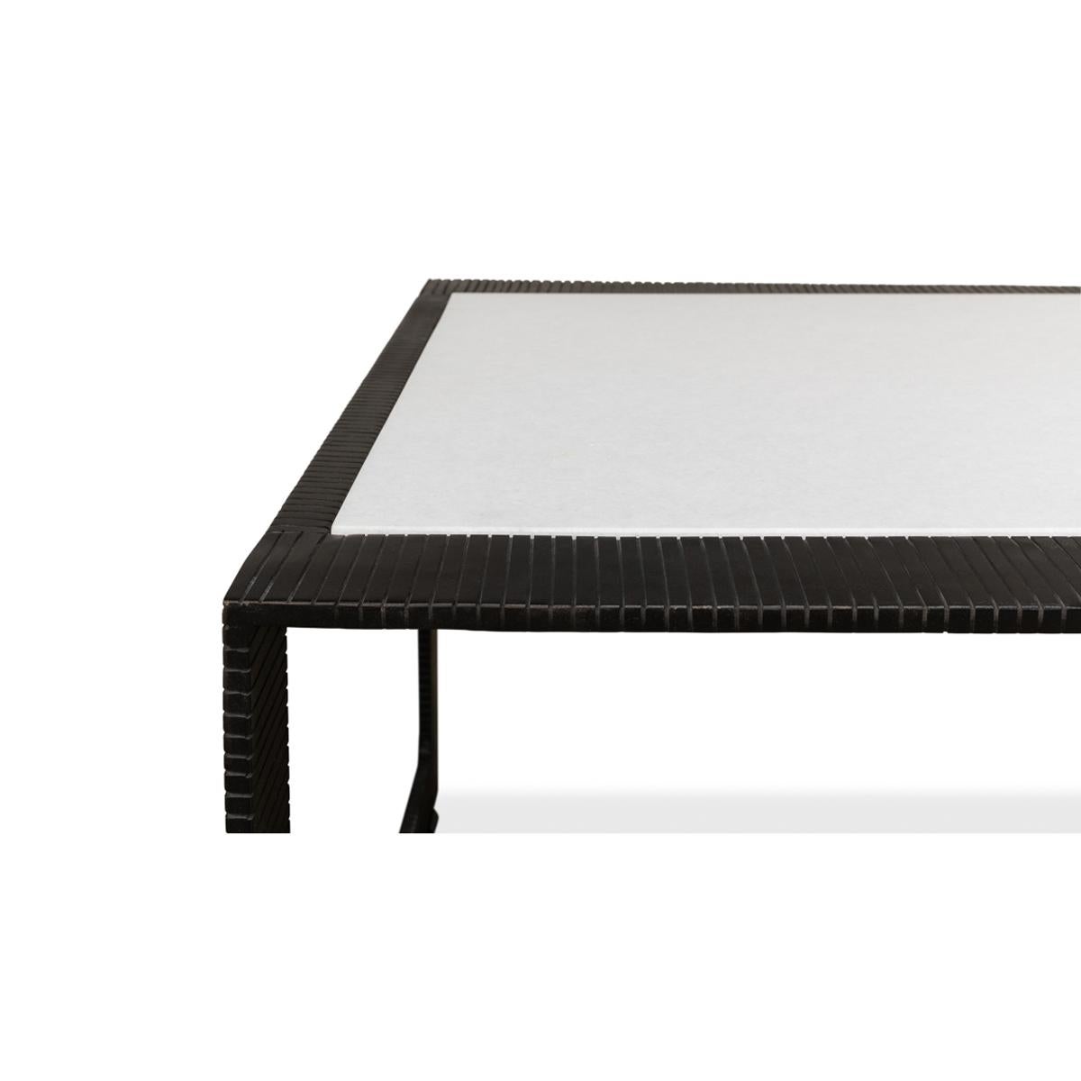 Modern Marble Top Iron Coffee Table For Sale 3