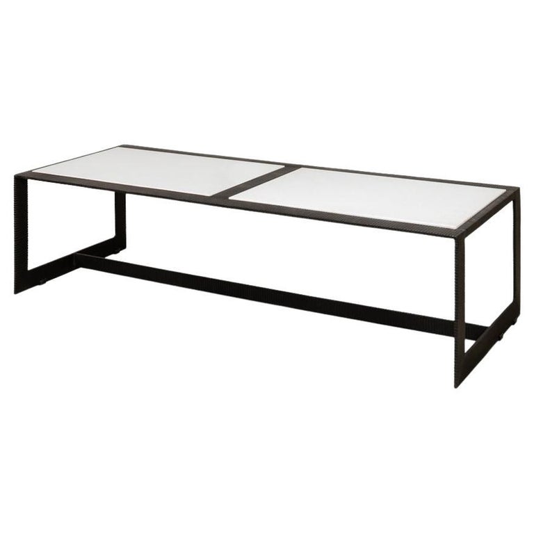 Modern Marble Top Iron Coffee Table For Sale at 1stDibs