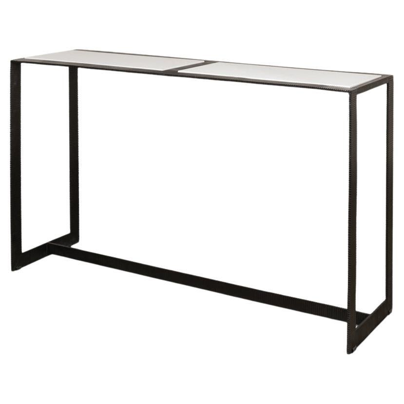 Table console moderne en fer avec plateau en marbre