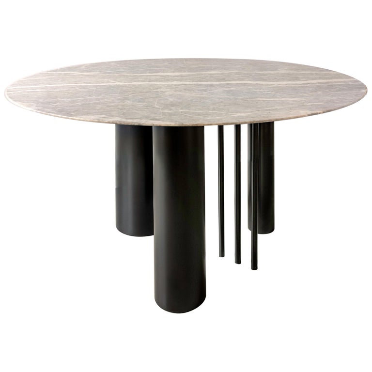 Modern Marble Top Metal Leg Nobe Italia, Marble And Metal Dining Table