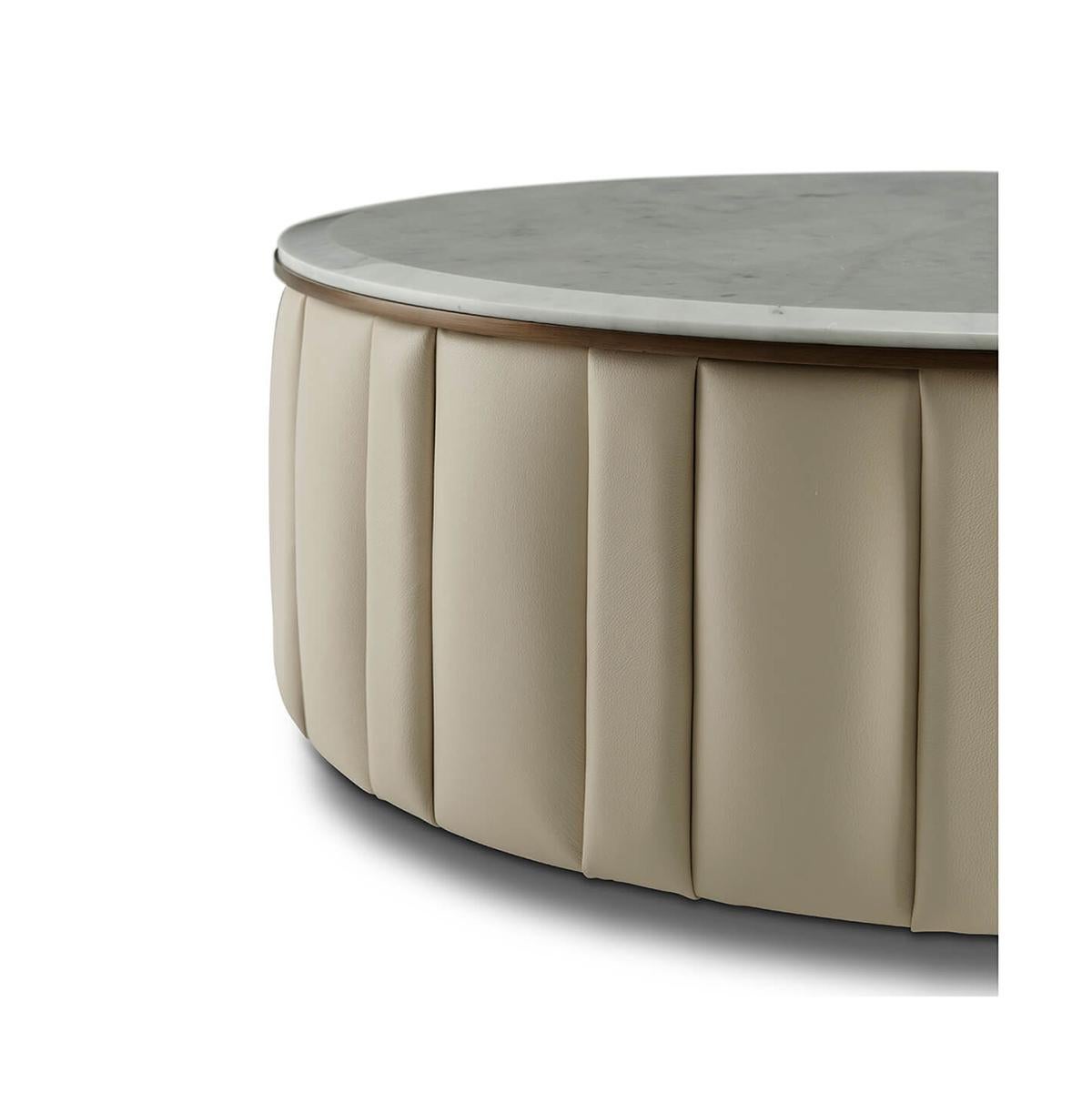 Vietnamese Modern Marble Top Round Cocktail Table For Sale