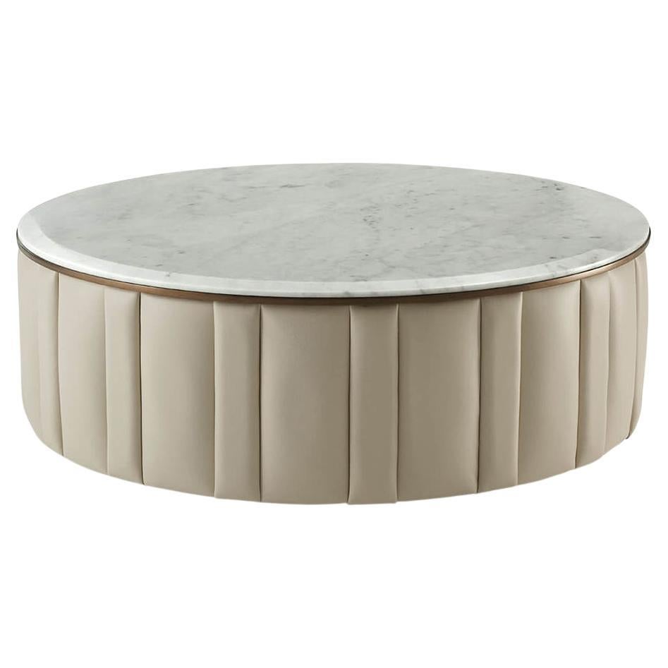 Table de cocktail ronde moderne avec plateau en marbre en vente