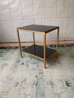 Modern Marcelo Iron End Table with Polished Granite Surface