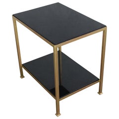 Modern Marcelo Iron End Table with Polished Granite Surface