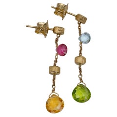 MarCo Bicego Clous d'oreilles modernes en or 18 carats, citrine, topaze, péridot et tourmaline