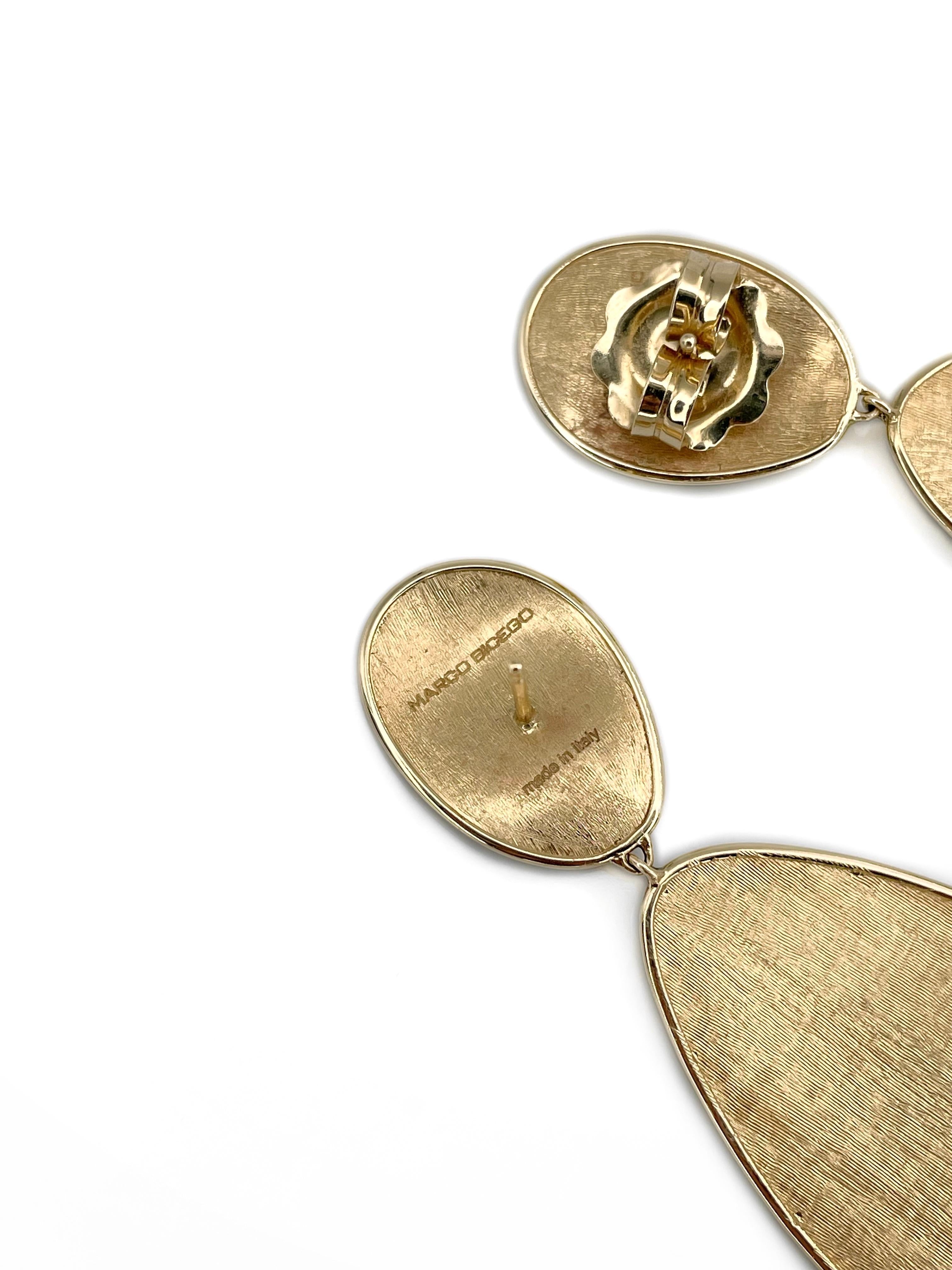 Modern Marco Bicego 18 Karat Yellow Gold “Lunaria” Drop Earrings For Sale 1