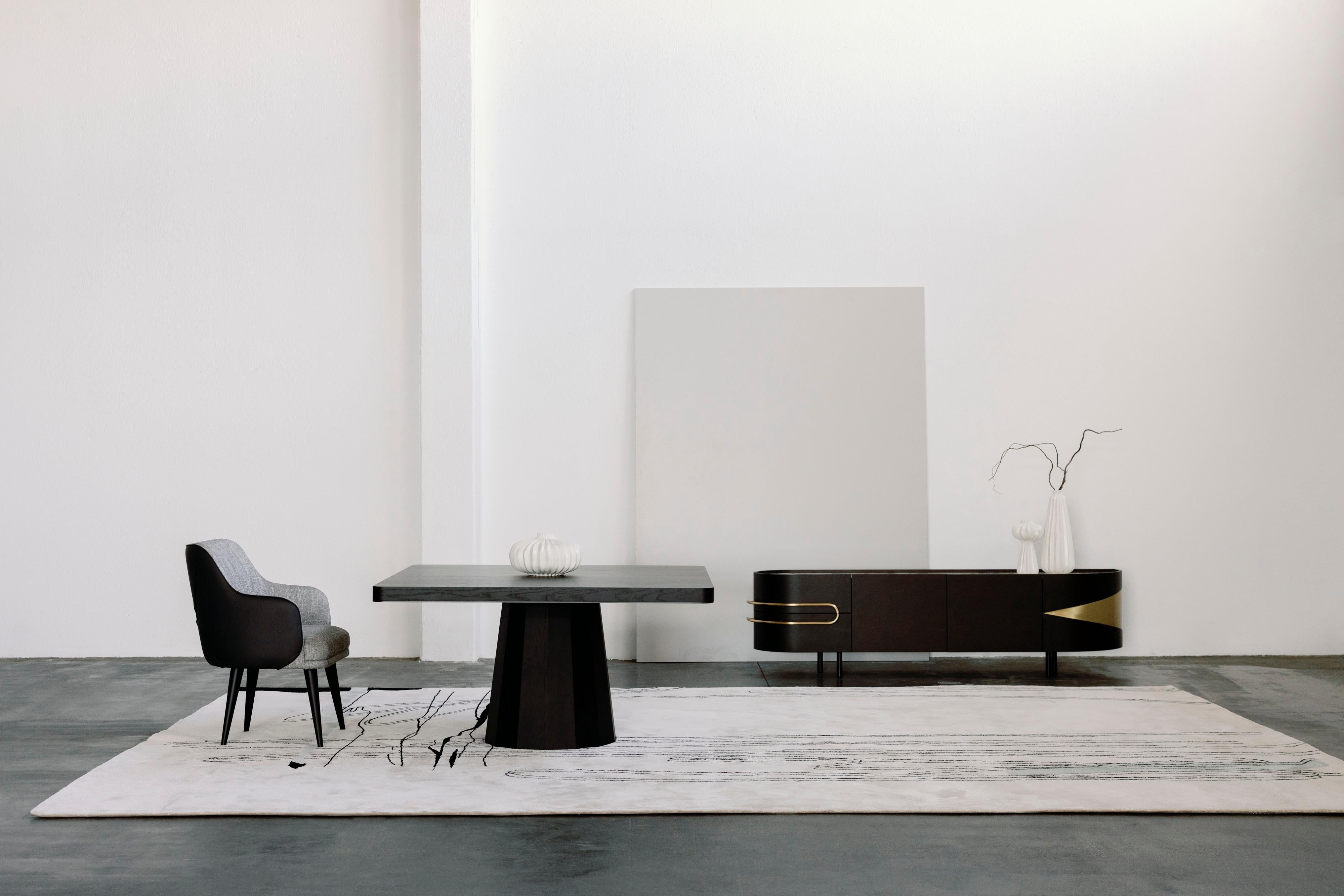 Moderne Margot-Esszimmerstühle, schwarzes Ledergrau, handgefertigt Portugal von Greenapple im Angebot 12
