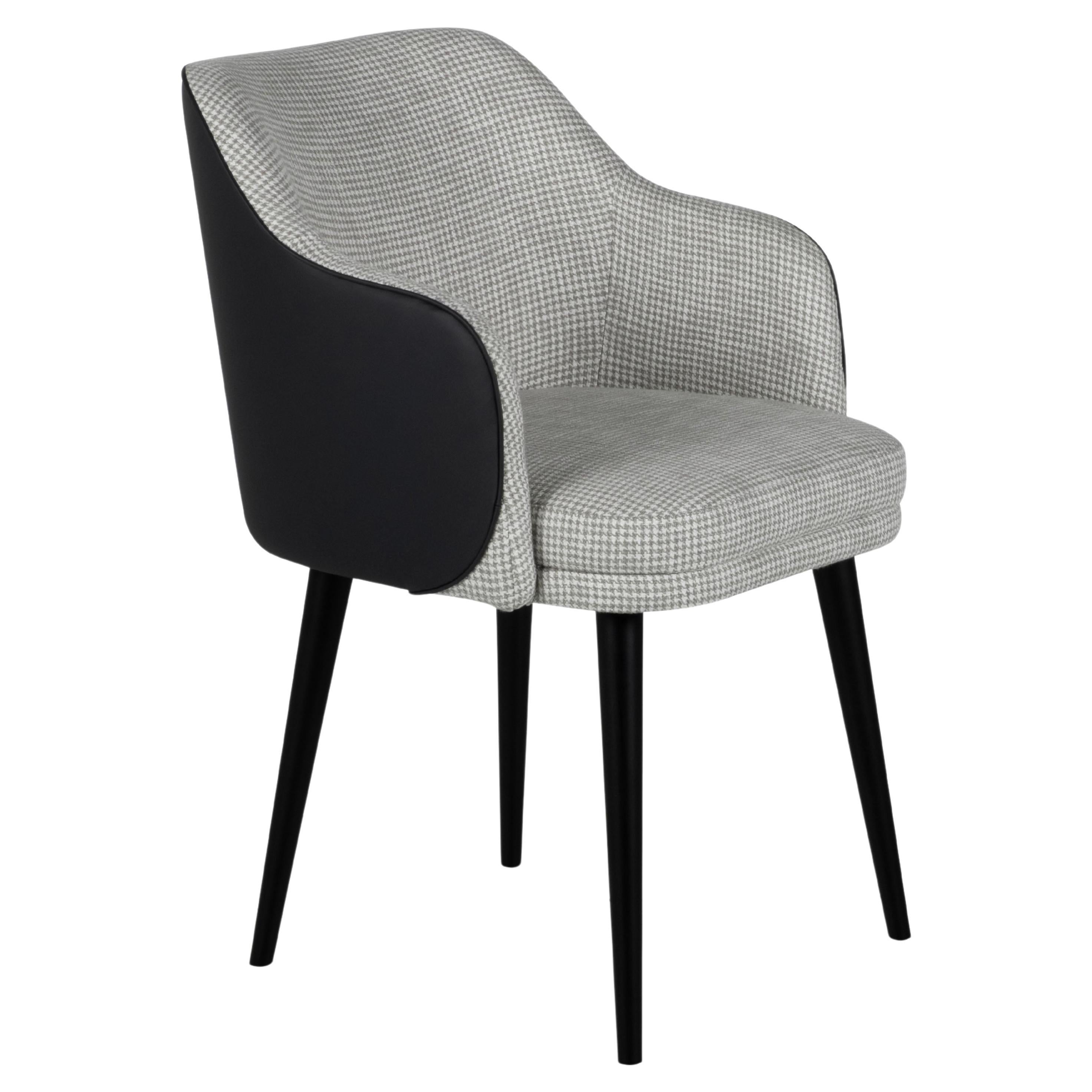 Modern Margot Dining Chairs, Black Leather Grey, Handmade Portugal by Greenapple For Sale