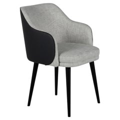 Modern Margot Dining Chairs, Black Leather Grey, Handmade Portugal by Greenapple