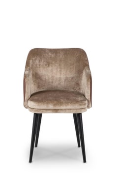 Modern Margot Leather Dining Chair, Brown Camel, Handmade Portugal by Greenapple