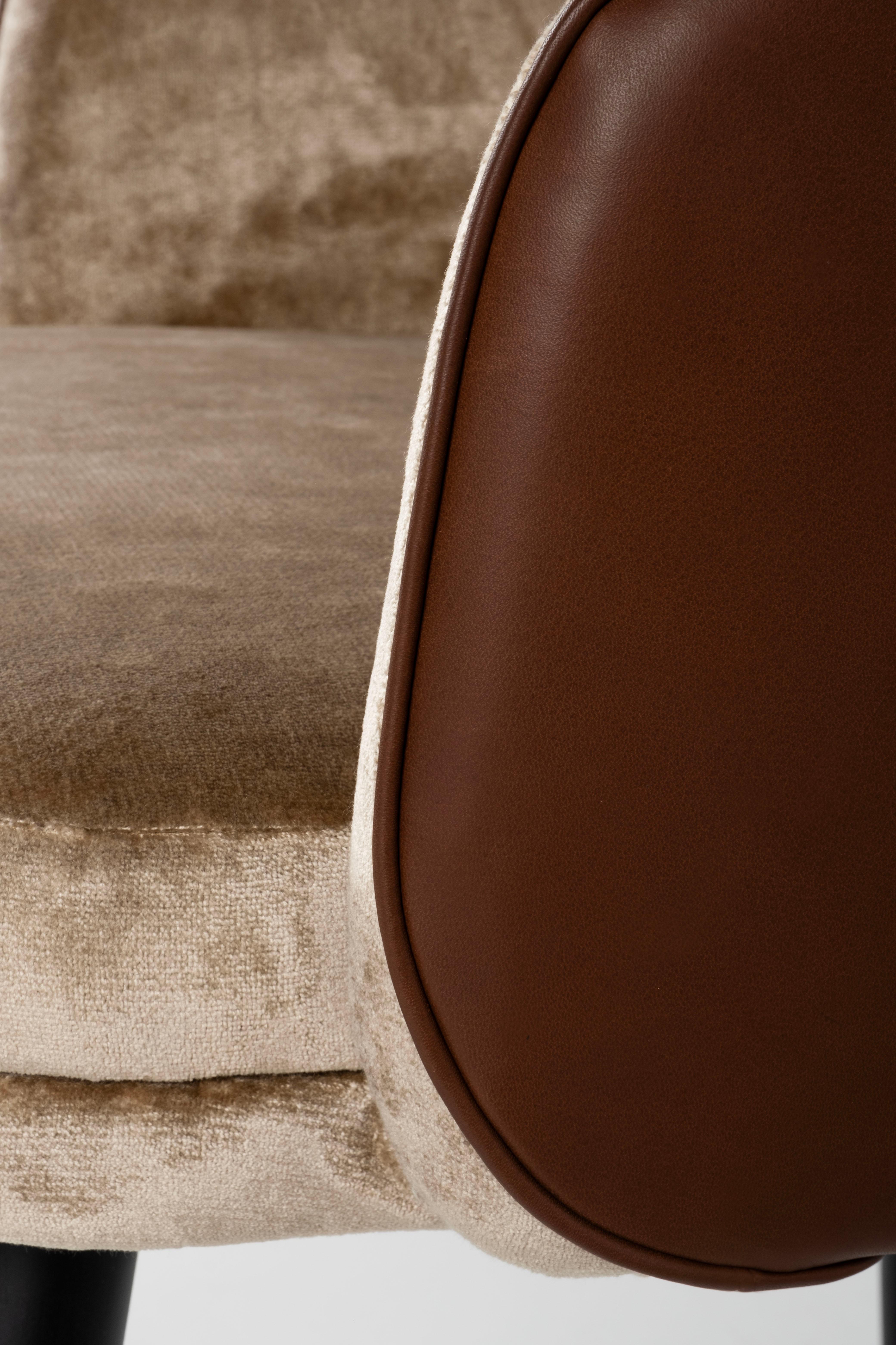 Modern Margot Dining Chair, Brown Leather Camel, Handmade Portugal by Greenapple In New Condition For Sale In Lisboa, PT