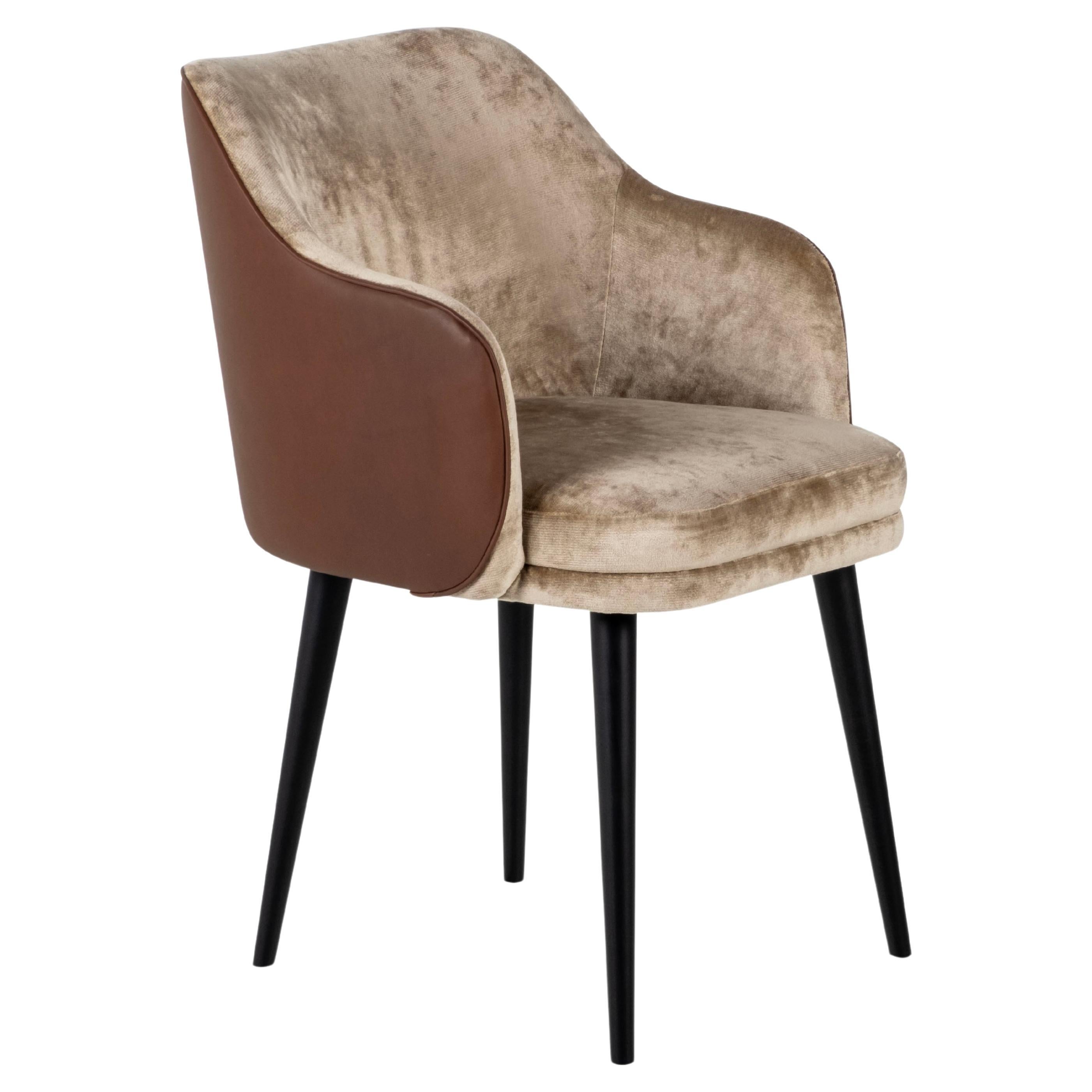 Modern Margot Dining Chair, Brown Leather Camel, Handmade Portugal by Greenapple For Sale