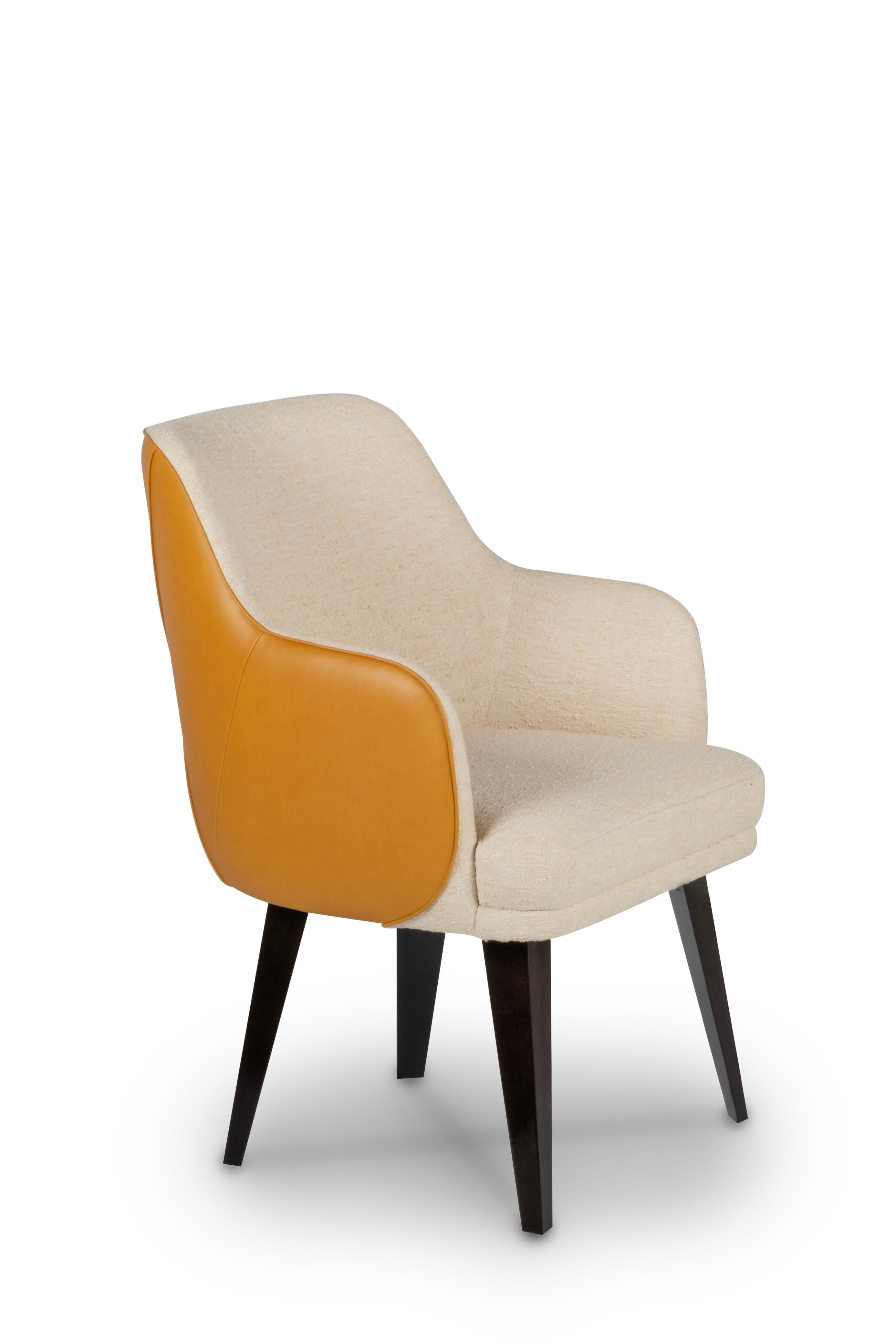 Moderne Margot-Esszimmerstühle, Kamelleder, handgefertigt in Portugal von Greenapple (Portugiesisch) im Angebot