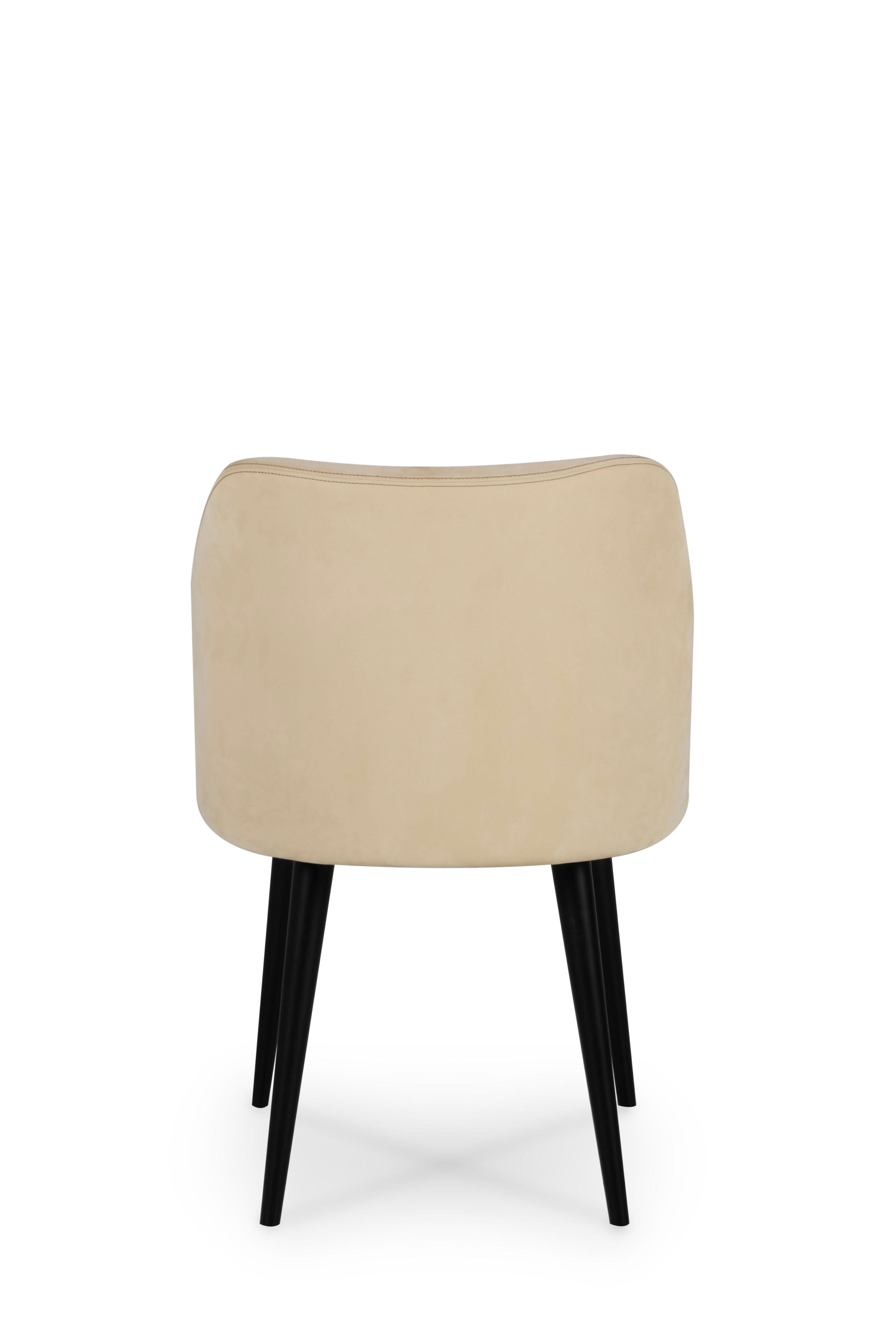 Chaises de salle à manger modernes Margot, cuir nubuck, fabriquées à la main au Portugal par Greenapple en vente 3