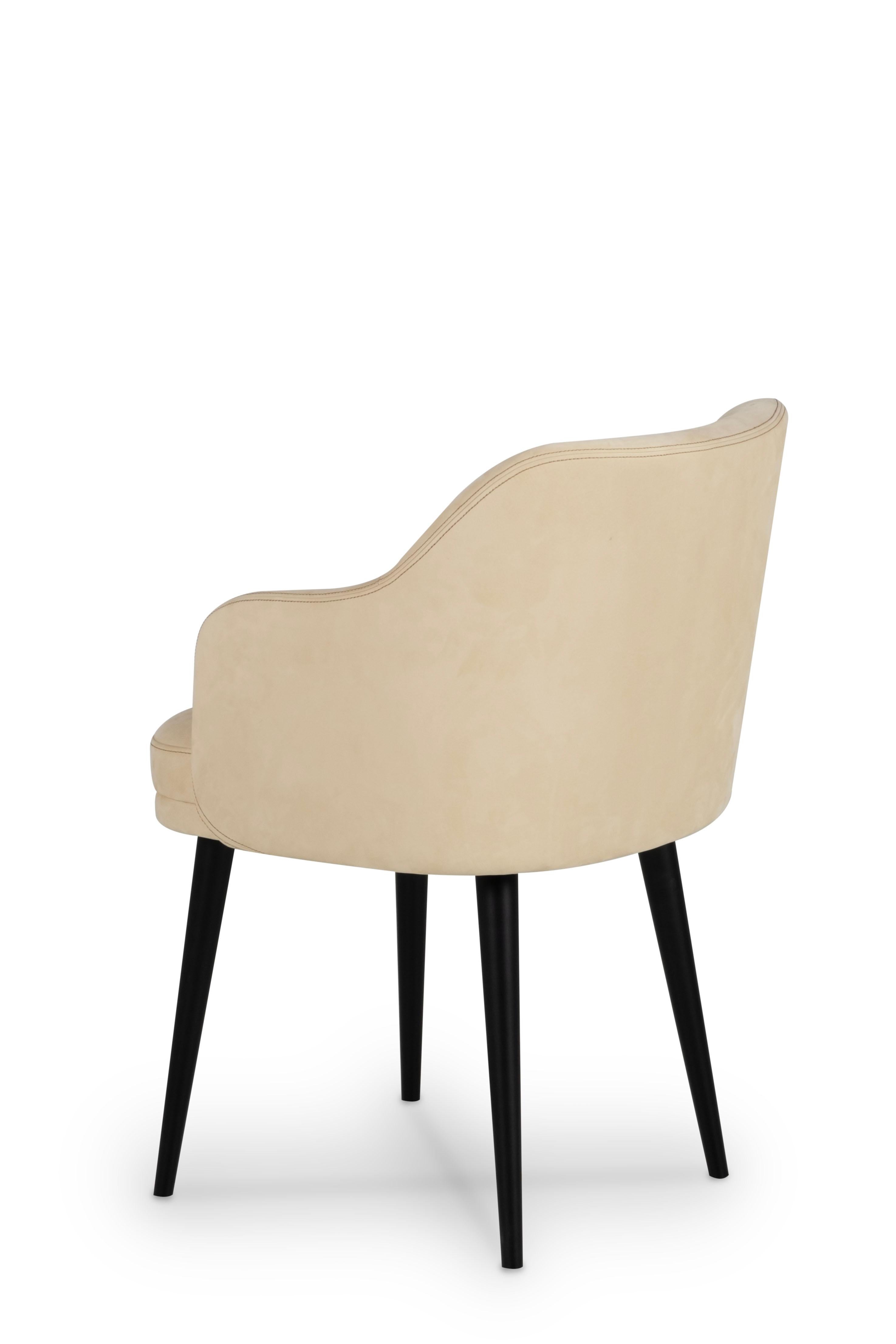Chaises de salle à manger modernes Margot, cuir nubuck, fabriquées à la main au Portugal par Greenapple en vente 4