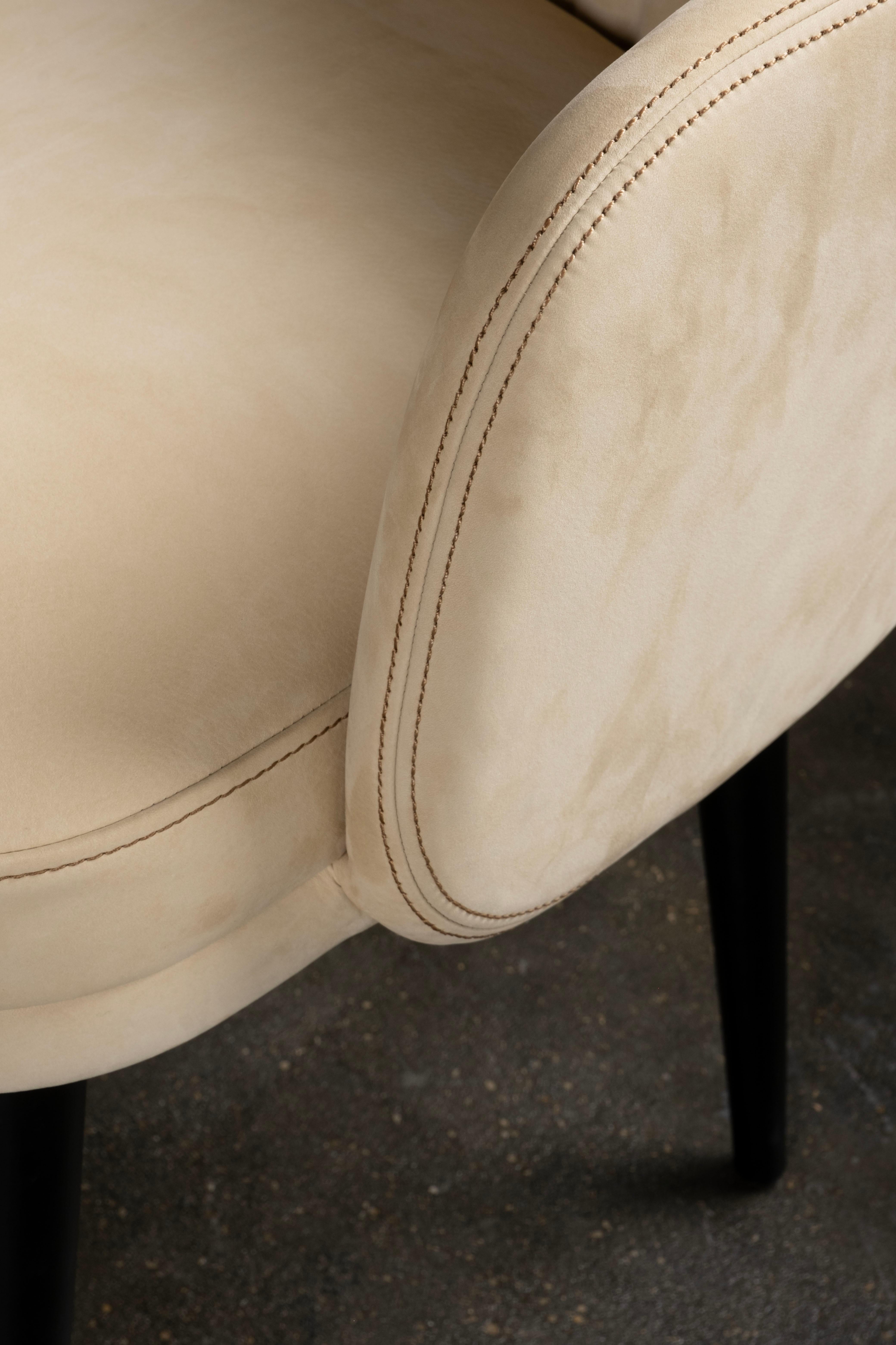 Chaises de salle à manger modernes Margot, cuir nubuck, fabriquées à la main au Portugal par Greenapple en vente 8