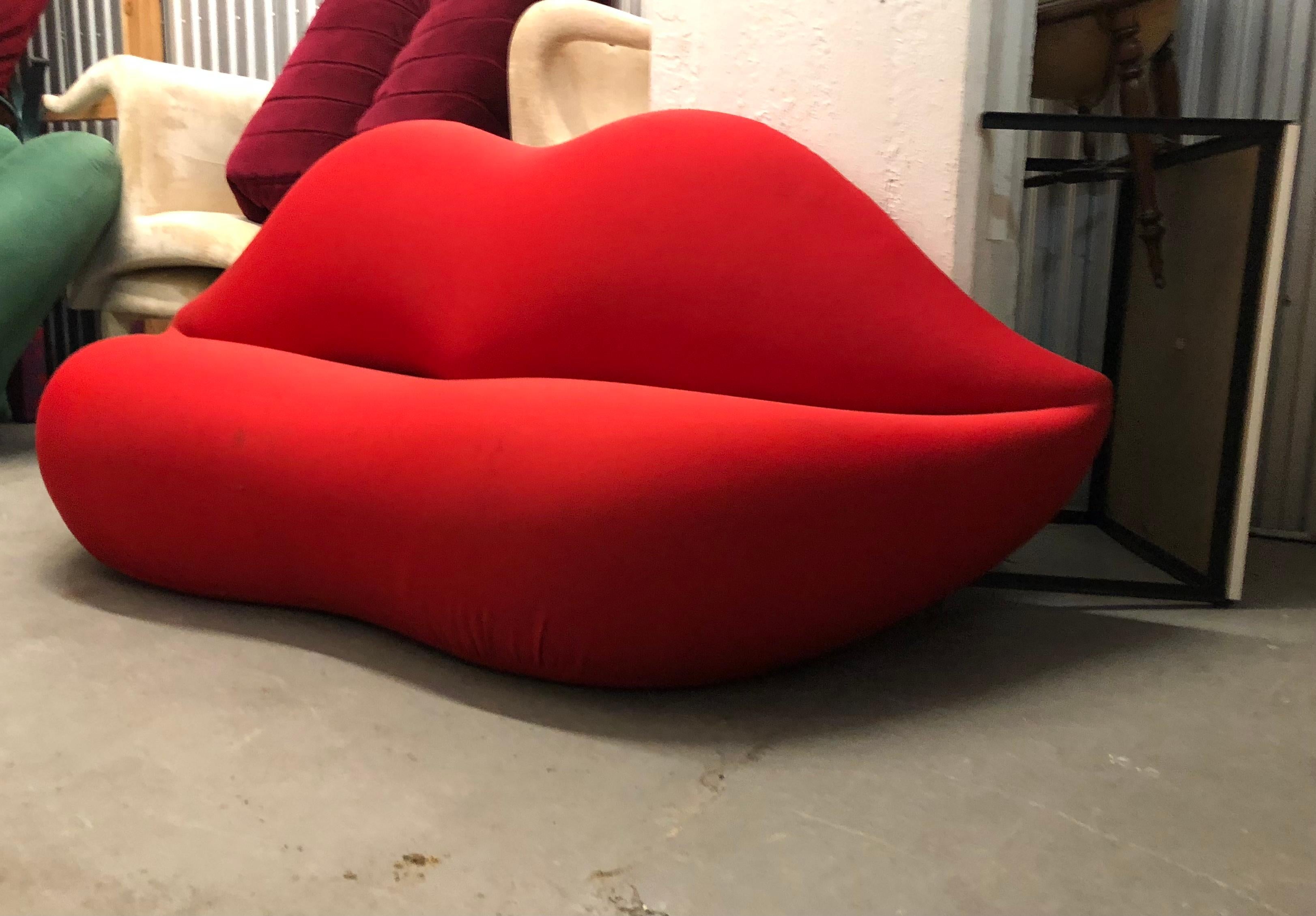 Italian Modern Marilyn Bocca Sofa, Red, Studio 65 for Gufram Italy, 1970