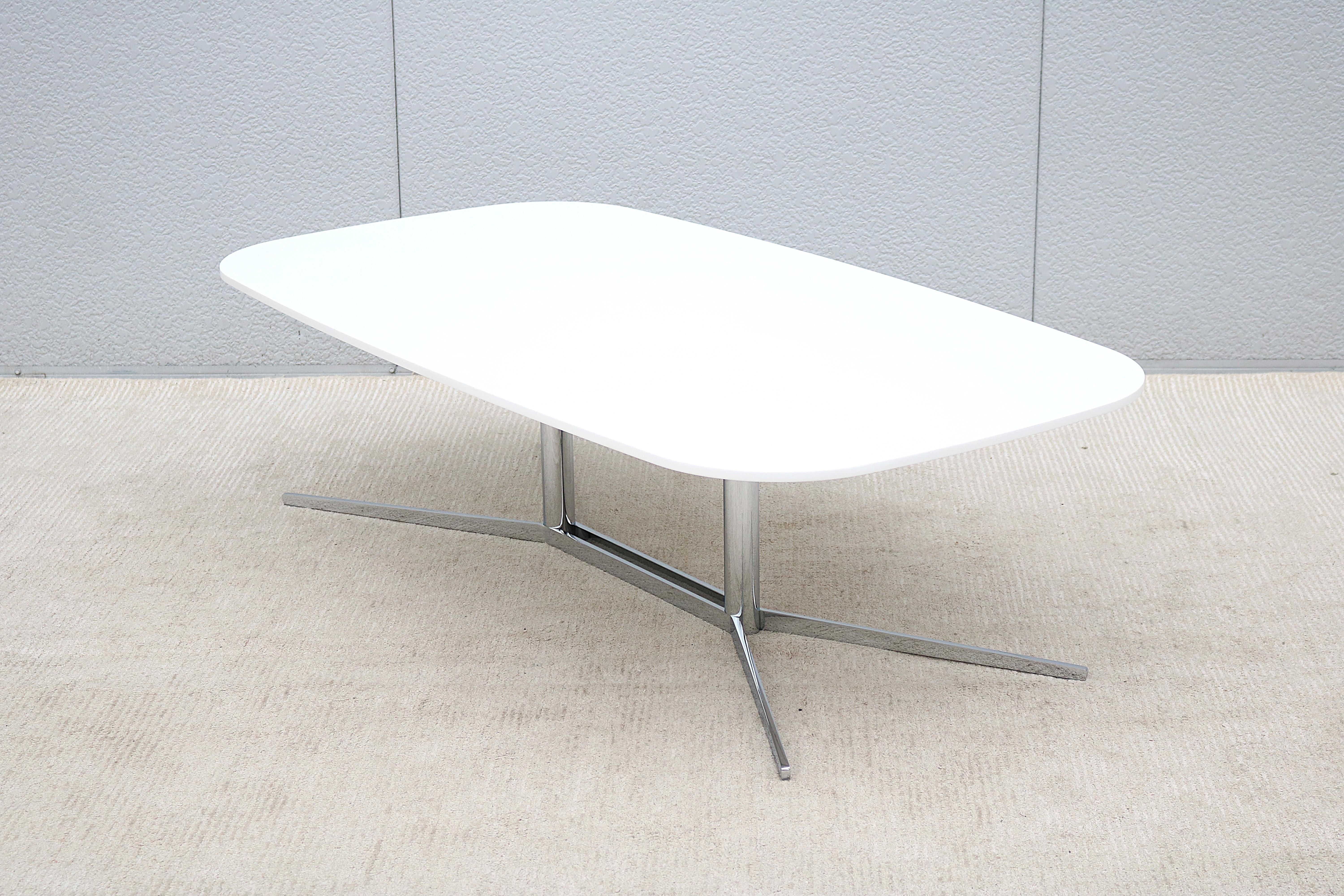 Modern Mario Ruiz for Studio TK Envita Rectangular White Corian Top Coffee Table For Sale 4