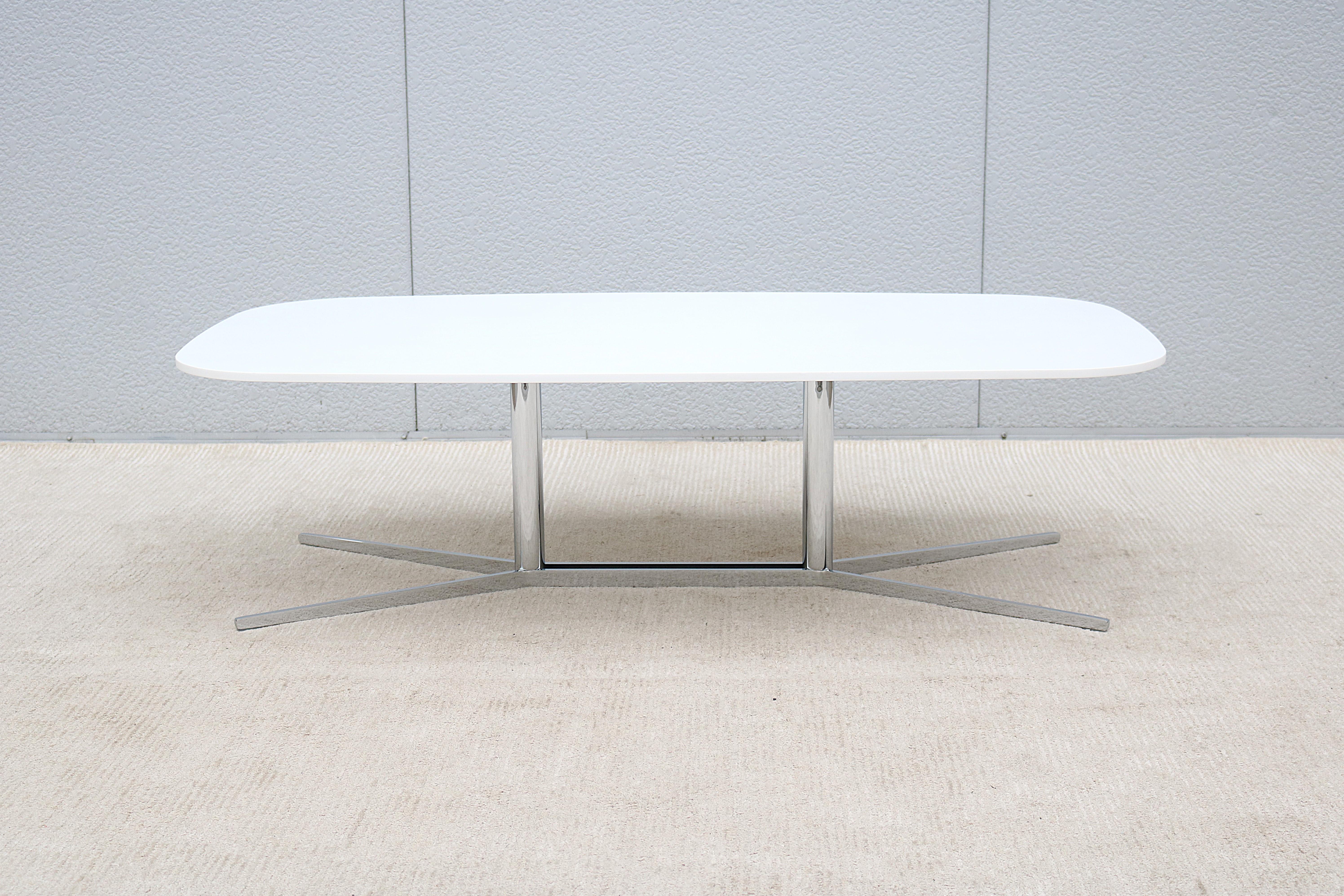 American Modern Mario Ruiz for Studio TK Envita Rectangular White Corian Top Coffee Table For Sale