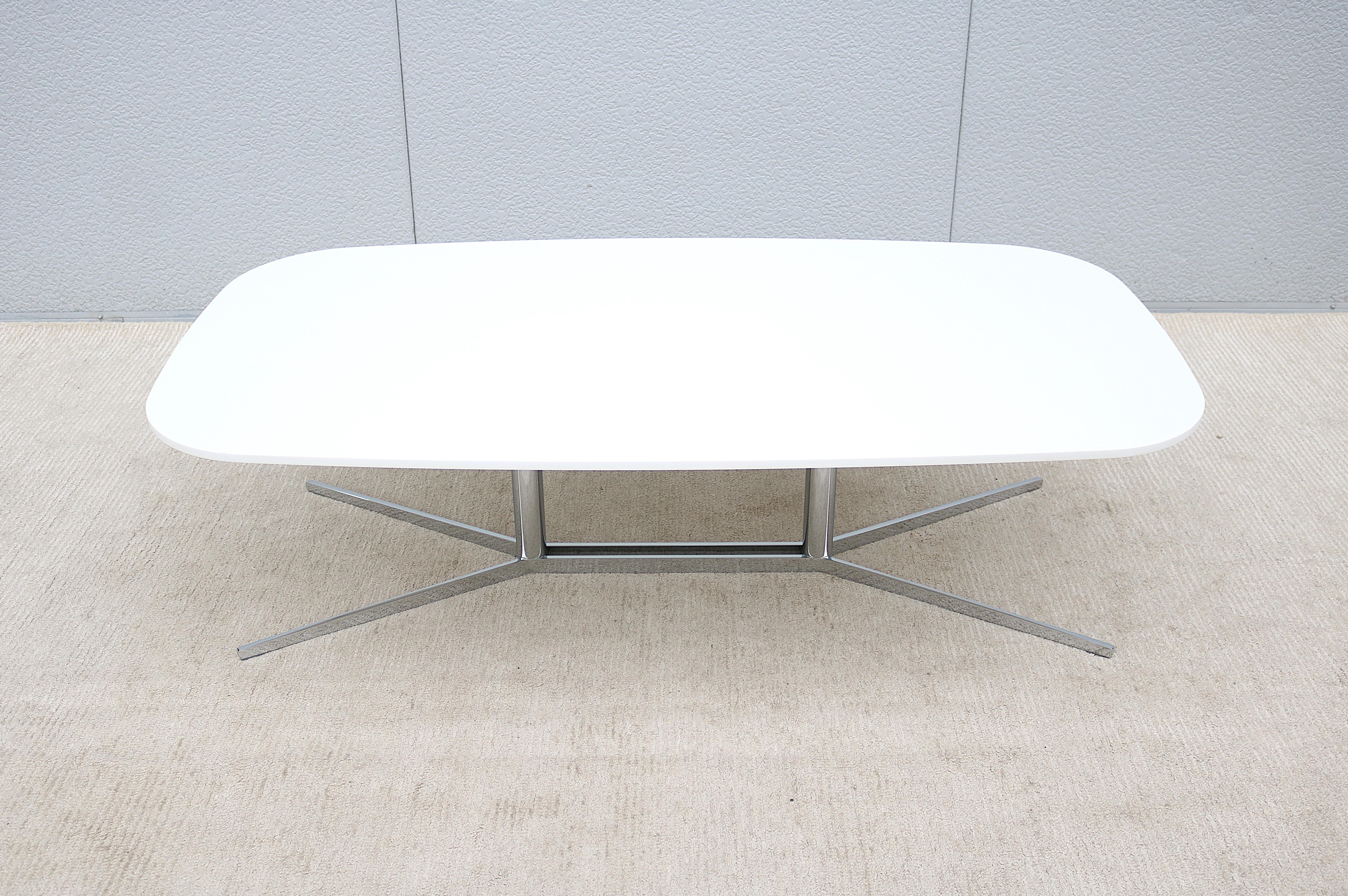 Modern Mario Ruiz for Studio TK Envita Rectangular White Corian Top Coffee Table In Excellent Condition For Sale In Secaucus, NJ