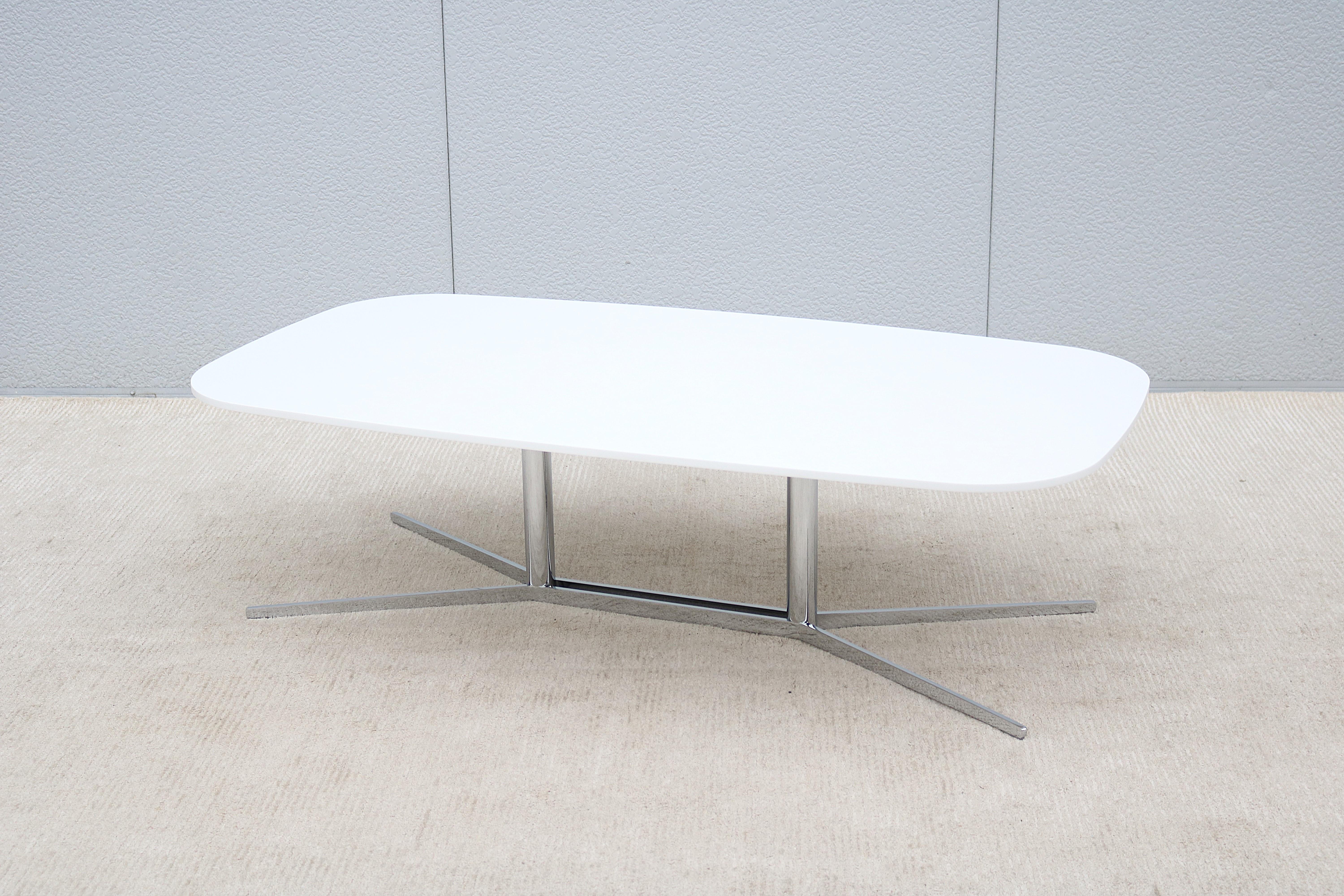 Modern Mario Ruiz for Studio TK Envita Rectangular White Corian Top Coffee Table For Sale 1