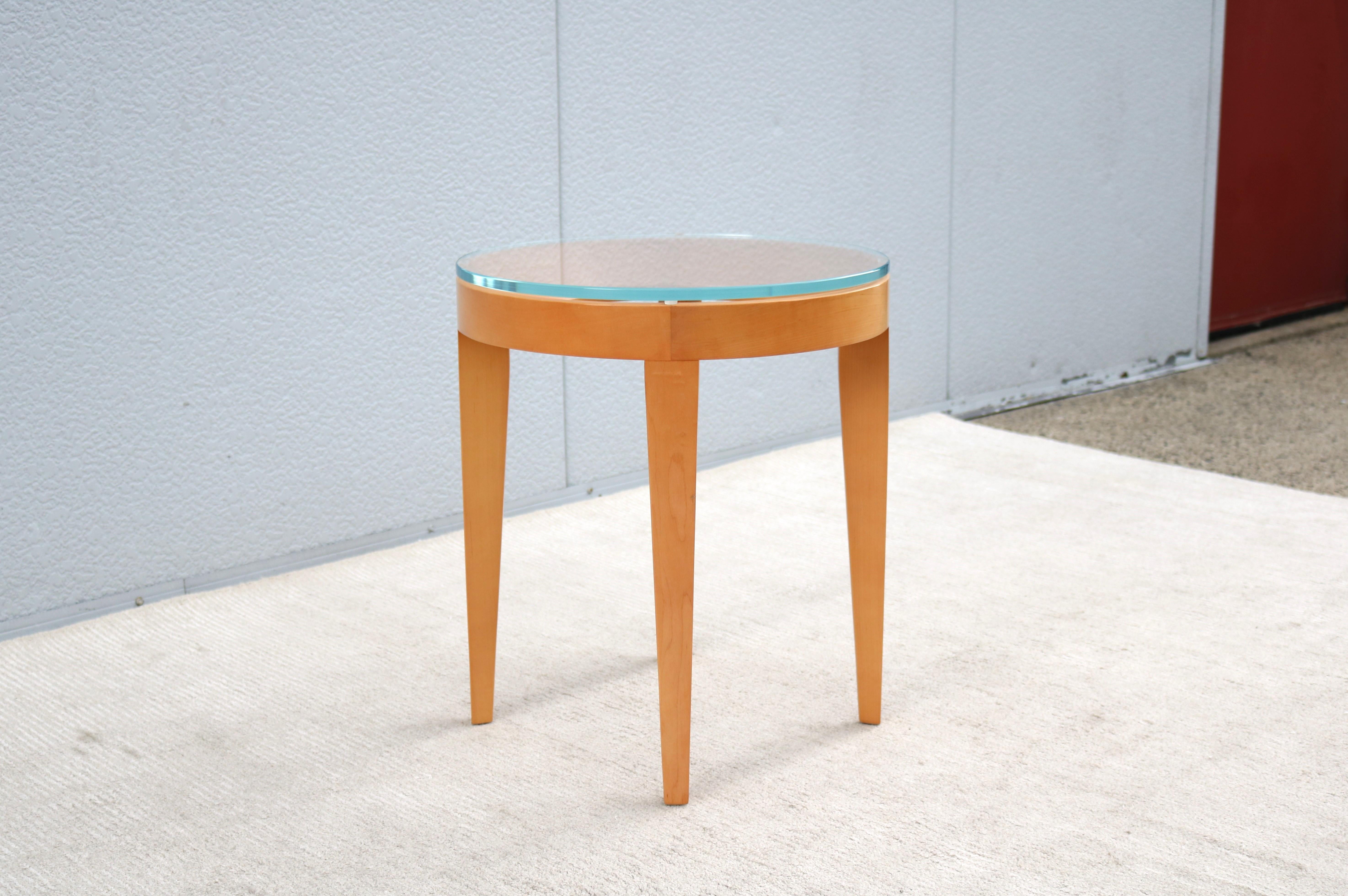Modern Mark Goetz for Bernhardt Design Cirque Maple and Glass Round Side Table For Sale 7