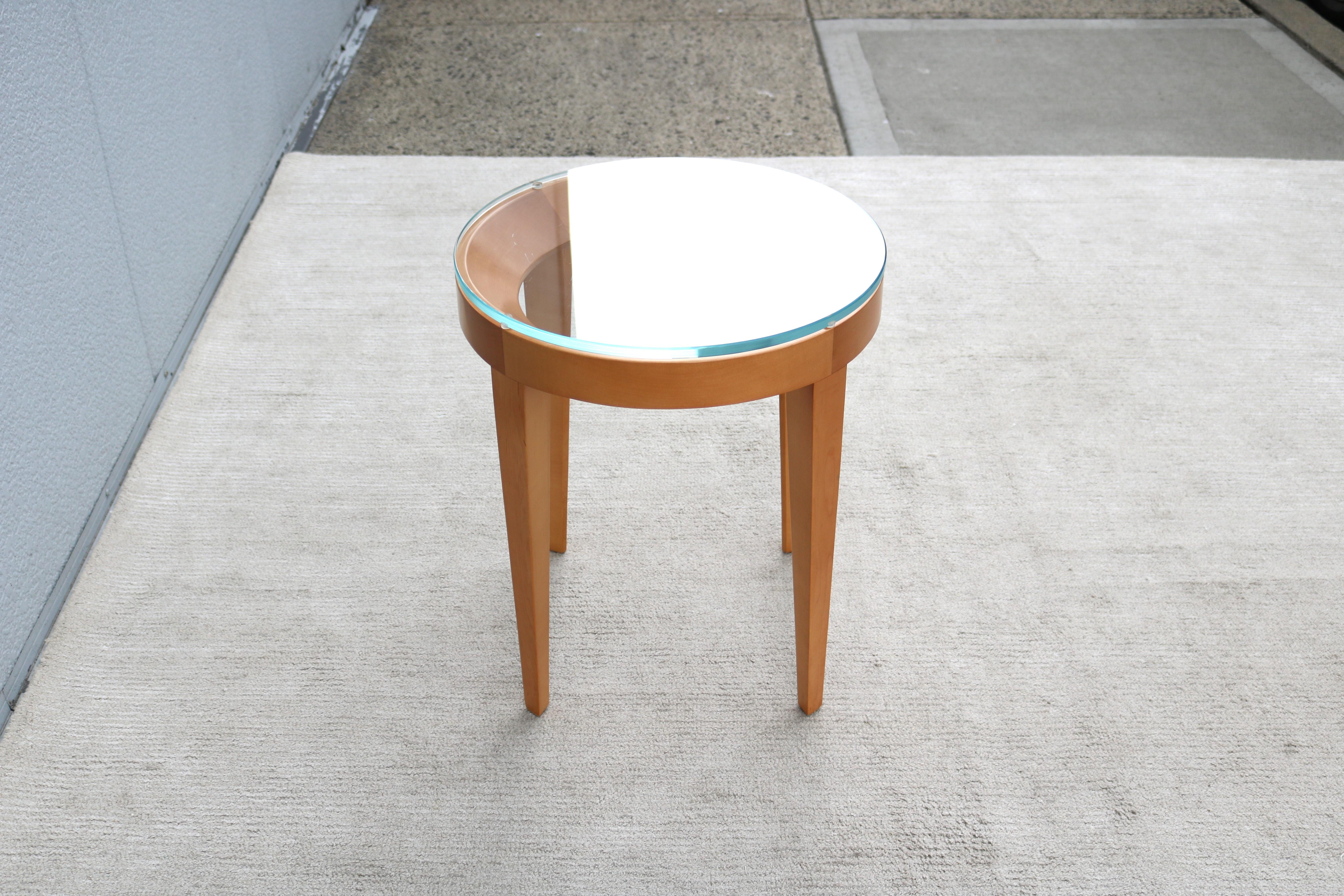 Modern Mark Goetz for Bernhardt Design Cirque Maple and Glass Round Side Table For Sale 8