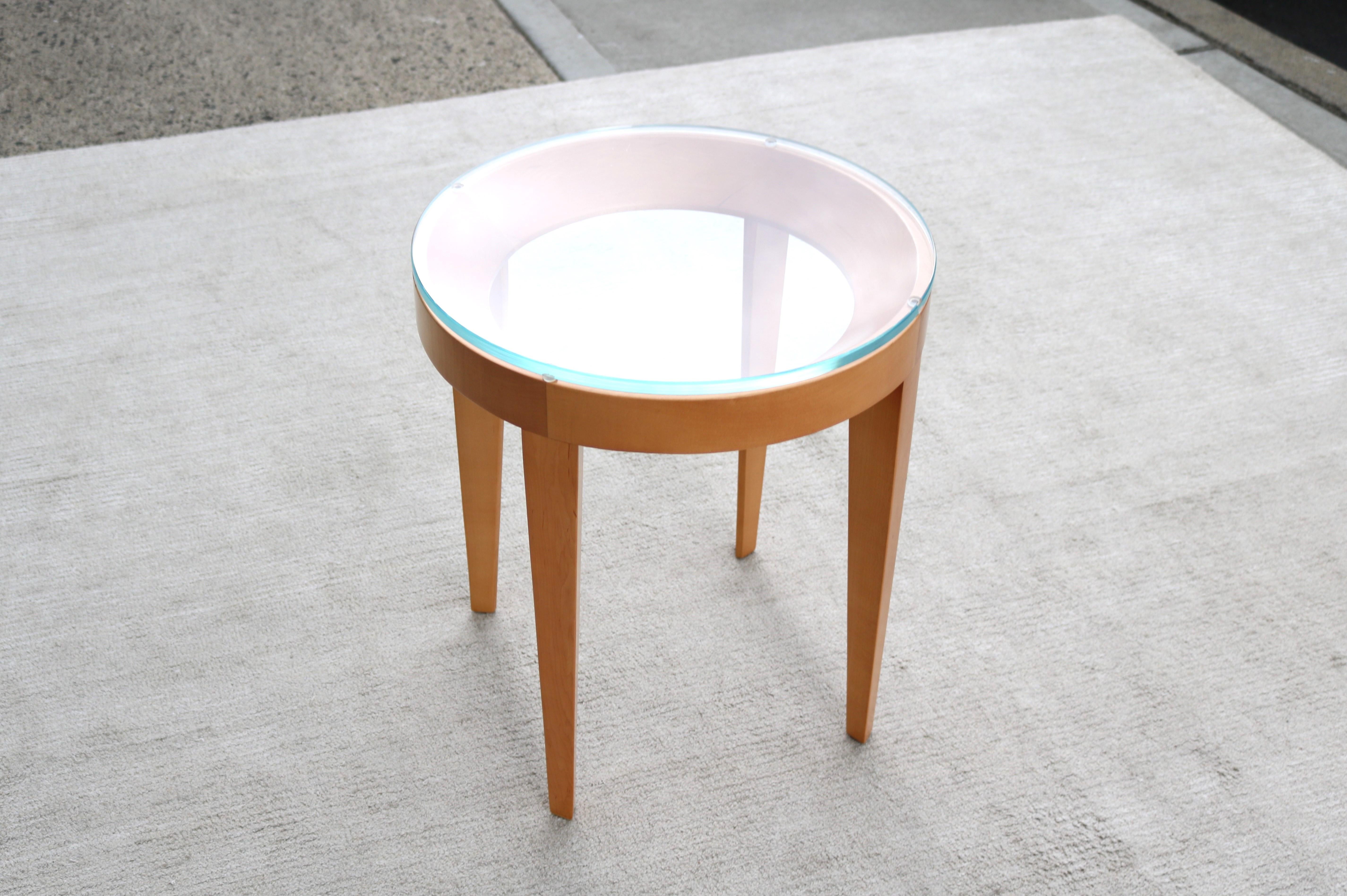 Modern Mark Goetz for Bernhardt Design Cirque Maple and Glass Round Side Table For Sale 9