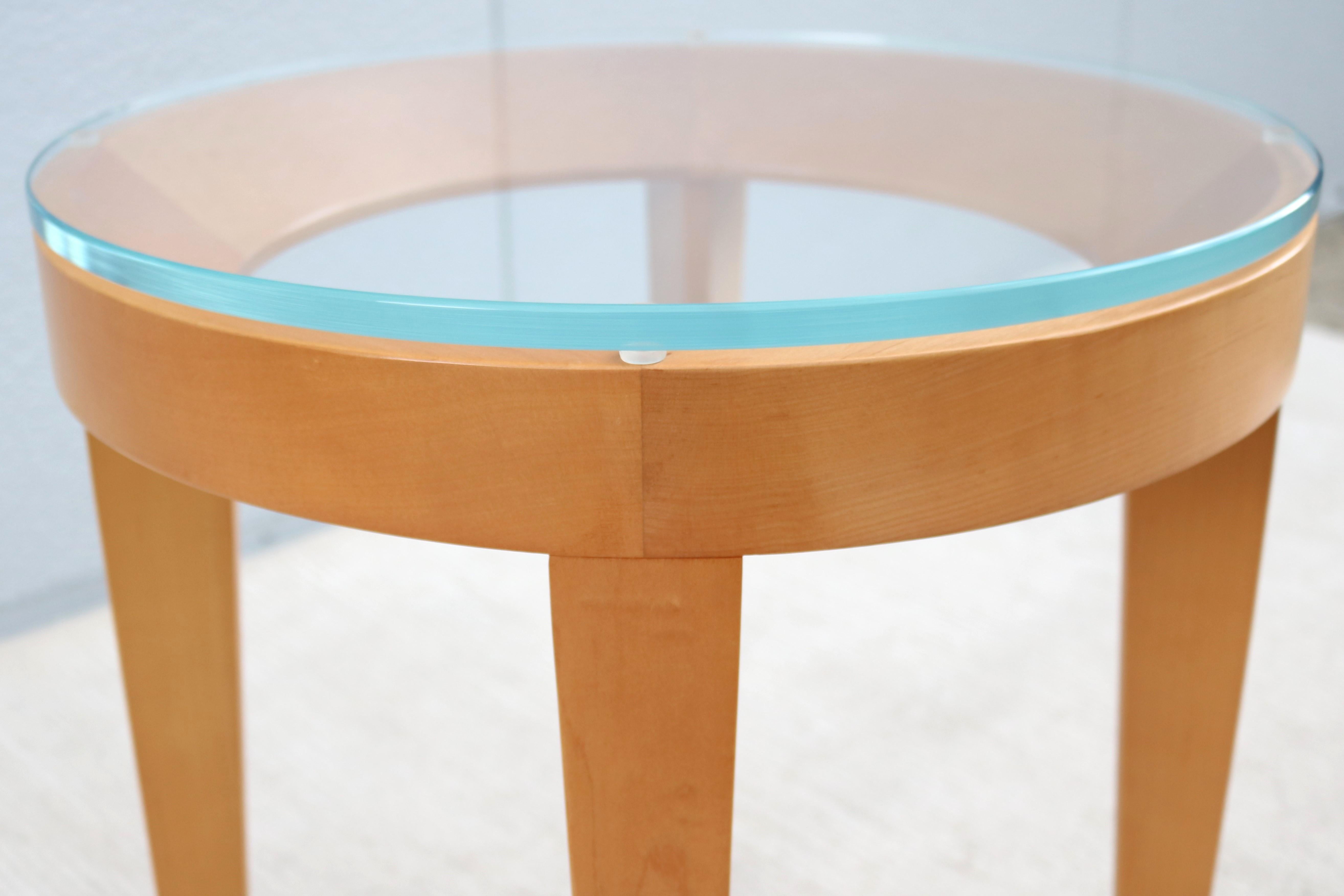 Modern Mark Goetz for Bernhardt Design Cirque Maple and Glass Round Side Table For Sale 10
