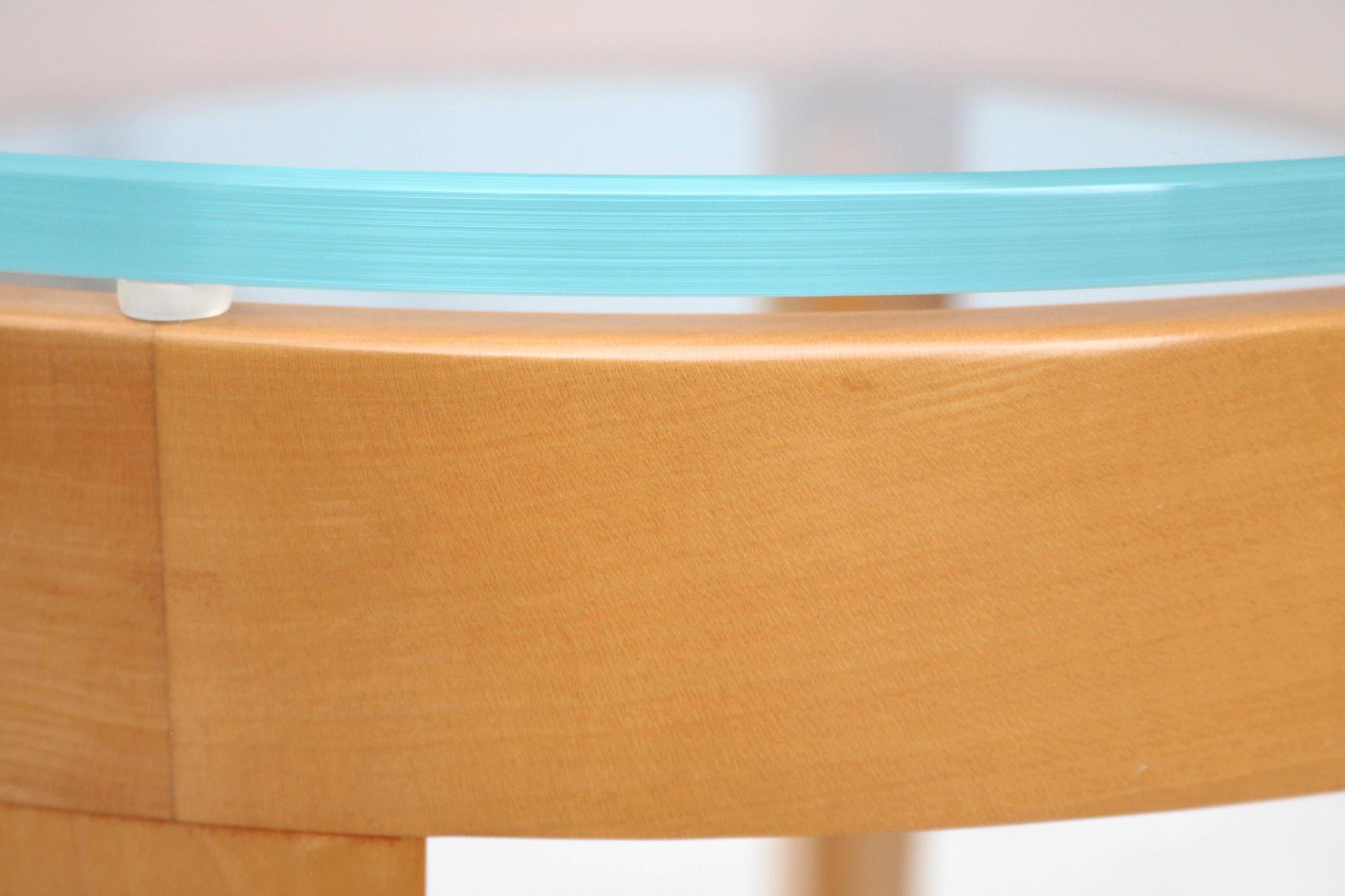 Modern Mark Goetz for Bernhardt Design Cirque Maple and Glass Round Side Table For Sale 12