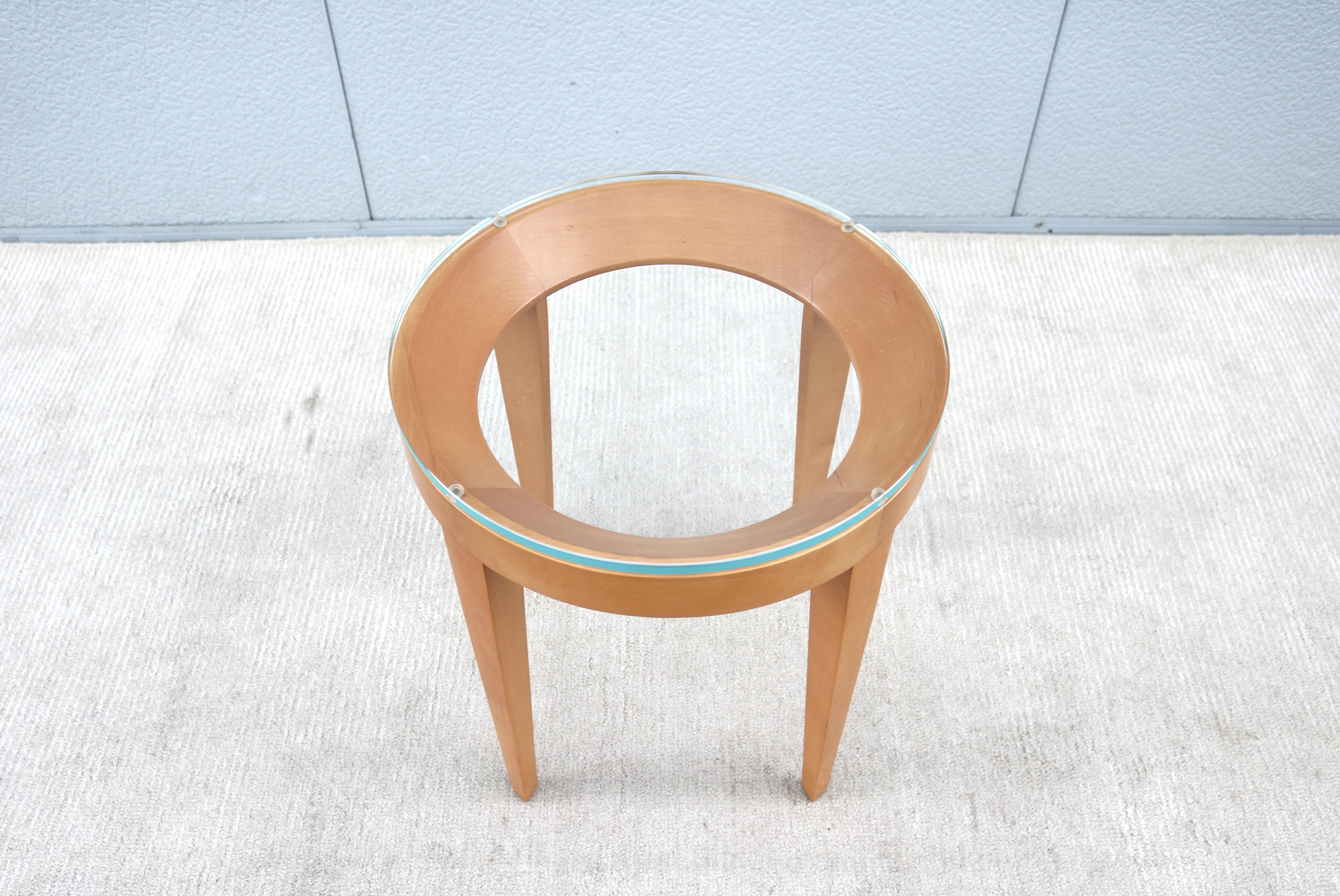 Modern Mark Goetz for Bernhardt Design Cirque Maple and Glass Round Side Table For Sale 1