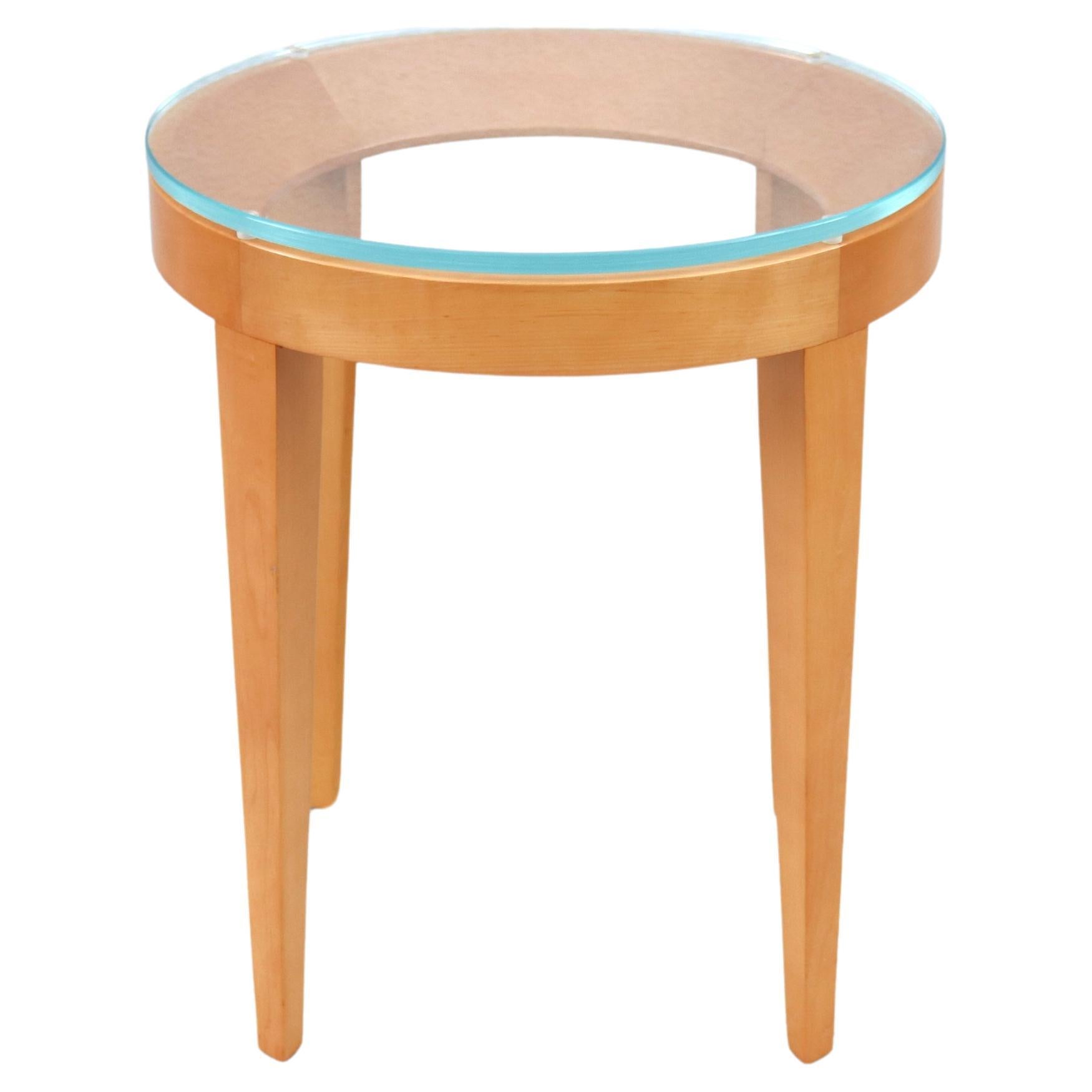 Runder Beistelltisch aus Cirque-Ahorn und Glas, Mark Goetz für Bernhardt Design, Moderne