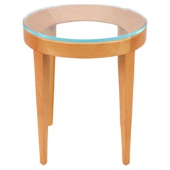 Runder Beistelltisch aus Cirque-Ahorn und Glas, Mark Goetz für Bernhardt Design, Moderne