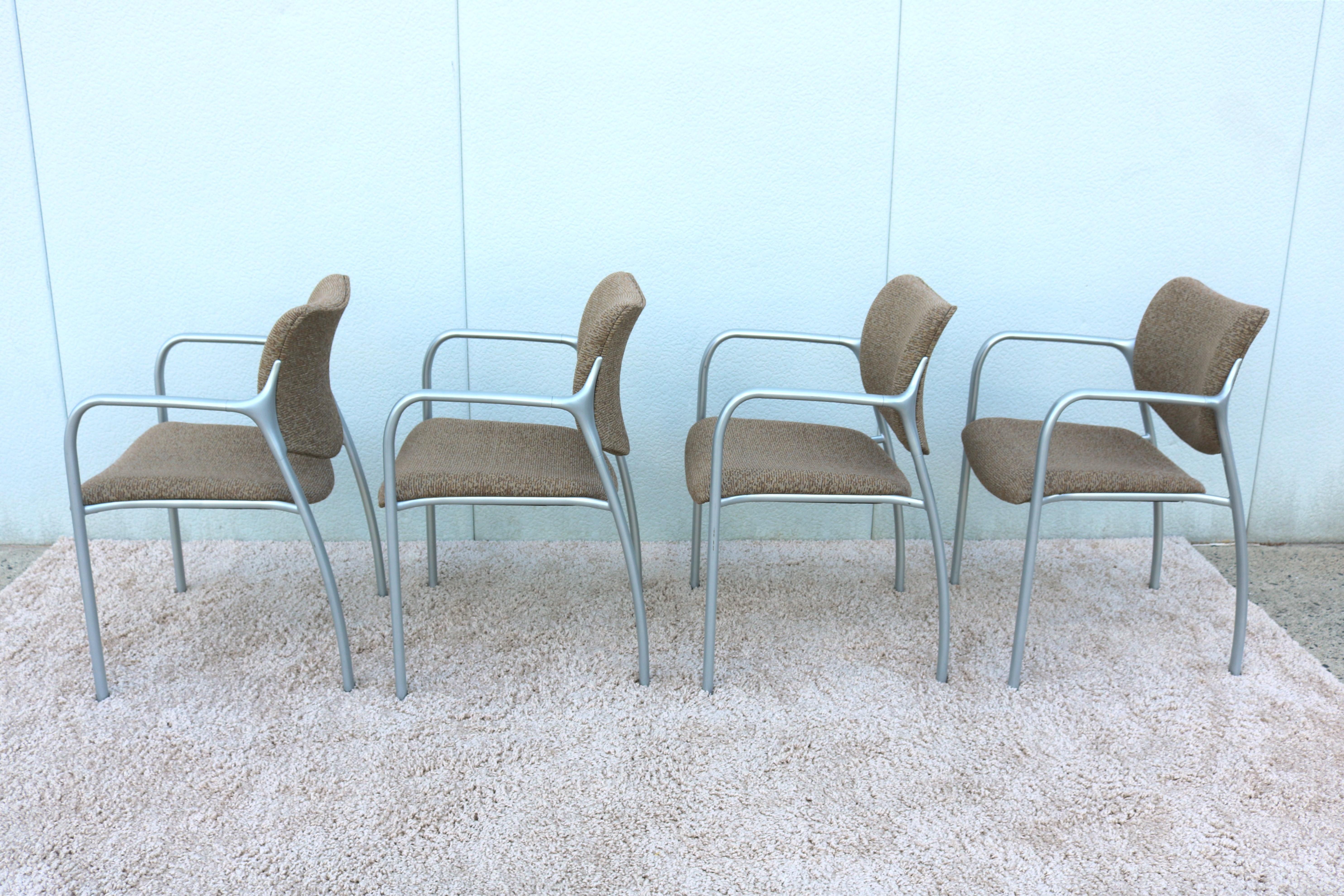 Metal Modern Mark Goetz for Herman Miller Aside Side Stacking Chairs - Set of 4 For Sale