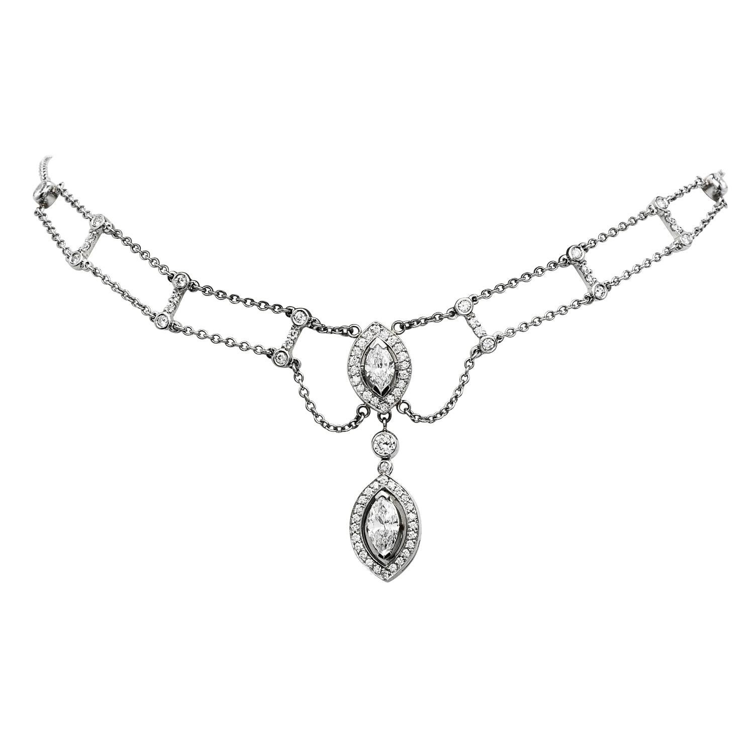 Modern Platinum Diamond Necklace For Sale at 1stDibs modern diamond